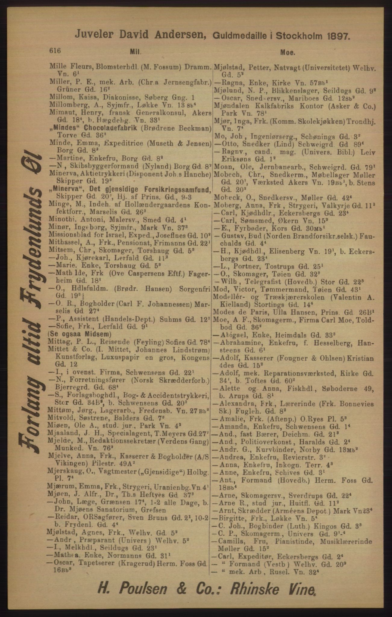 Kristiania/Oslo adressebok, PUBL/-, 1905, p. 616