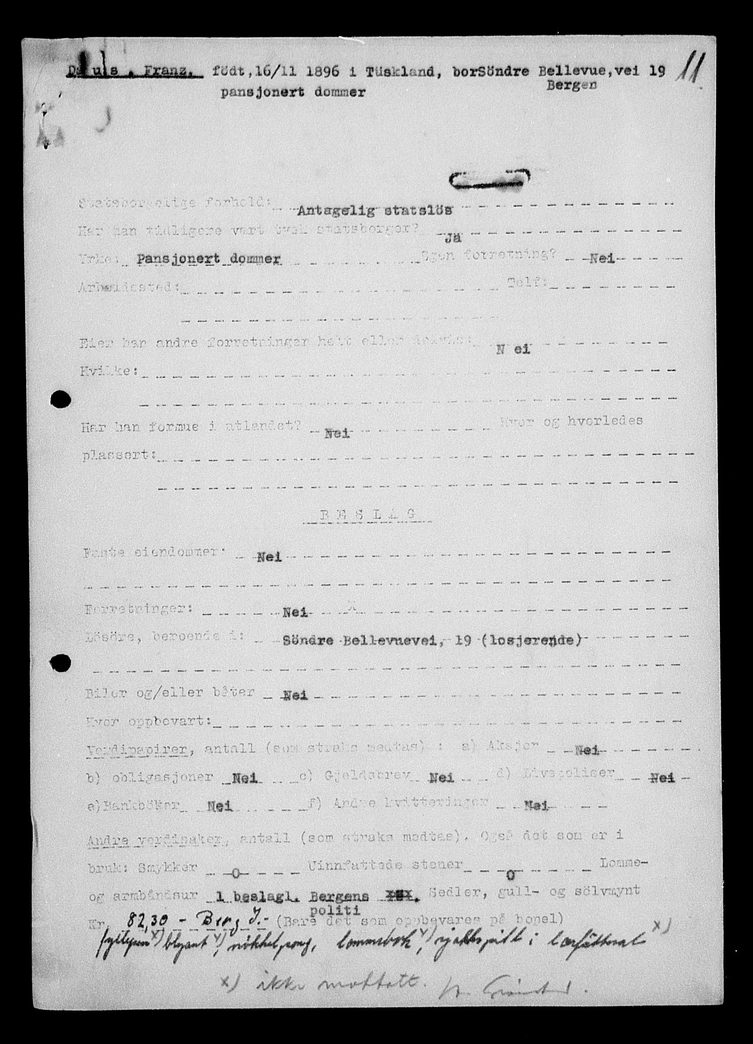 Justisdepartementet, Tilbakeføringskontoret for inndratte formuer, RA/S-1564/H/Hc/Hcd/L0993: --, 1945-1947, p. 238