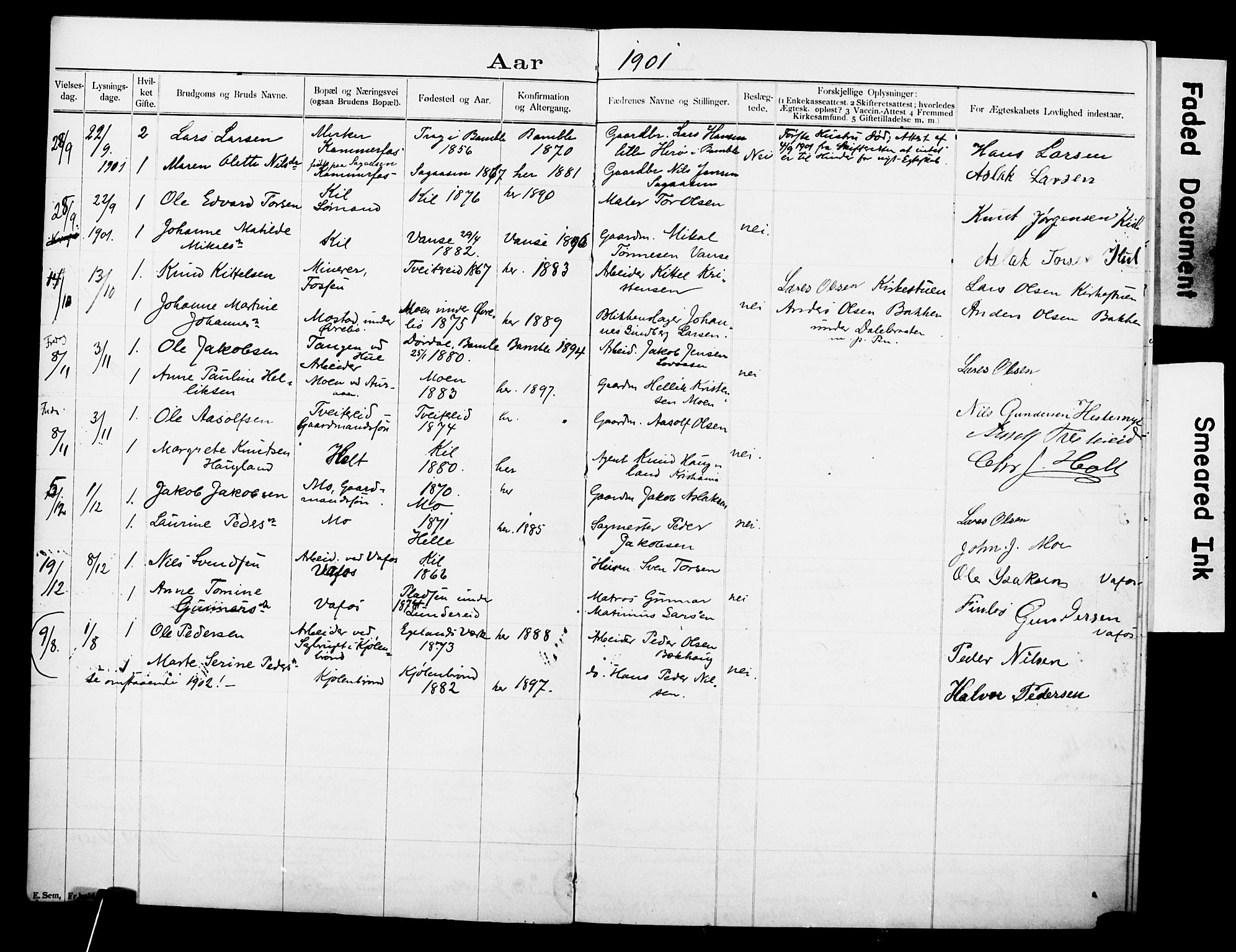 Sannidal kirkebøker, SAKO/A-296/H/Ha/L0001: Banns register no. 1, 1900-1918