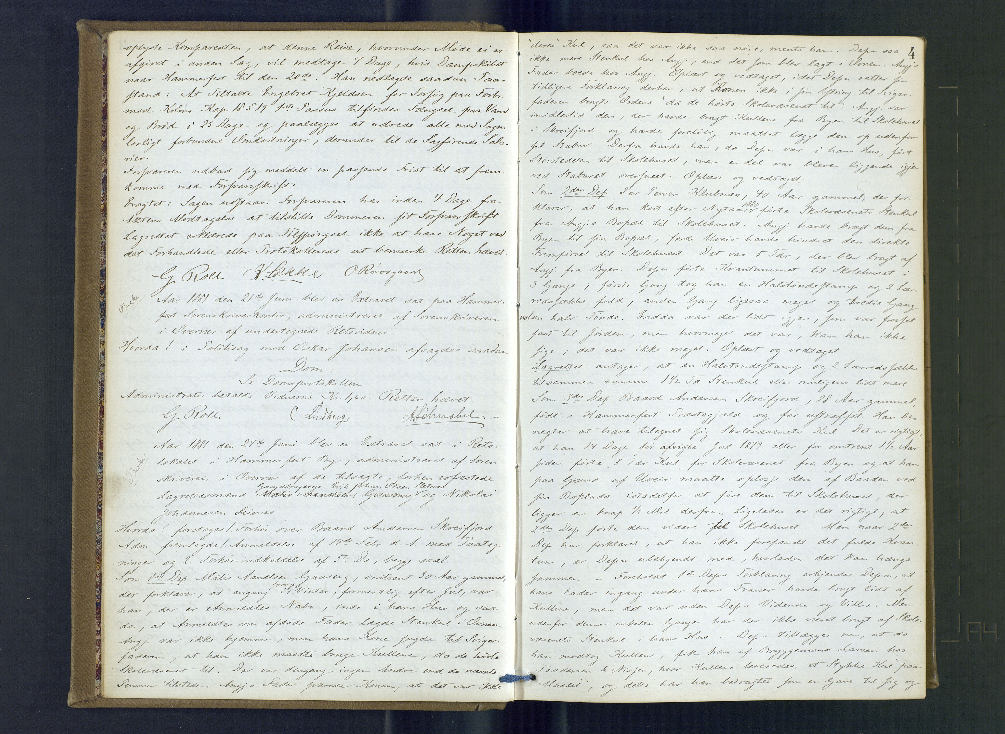 Hammerfest fogderi/sorenskriveri, AV/SATØ-S-0056/1/J/Ja/Jab/L0191: Ekstrarettsprotokoller, 1881-1894, p. 4