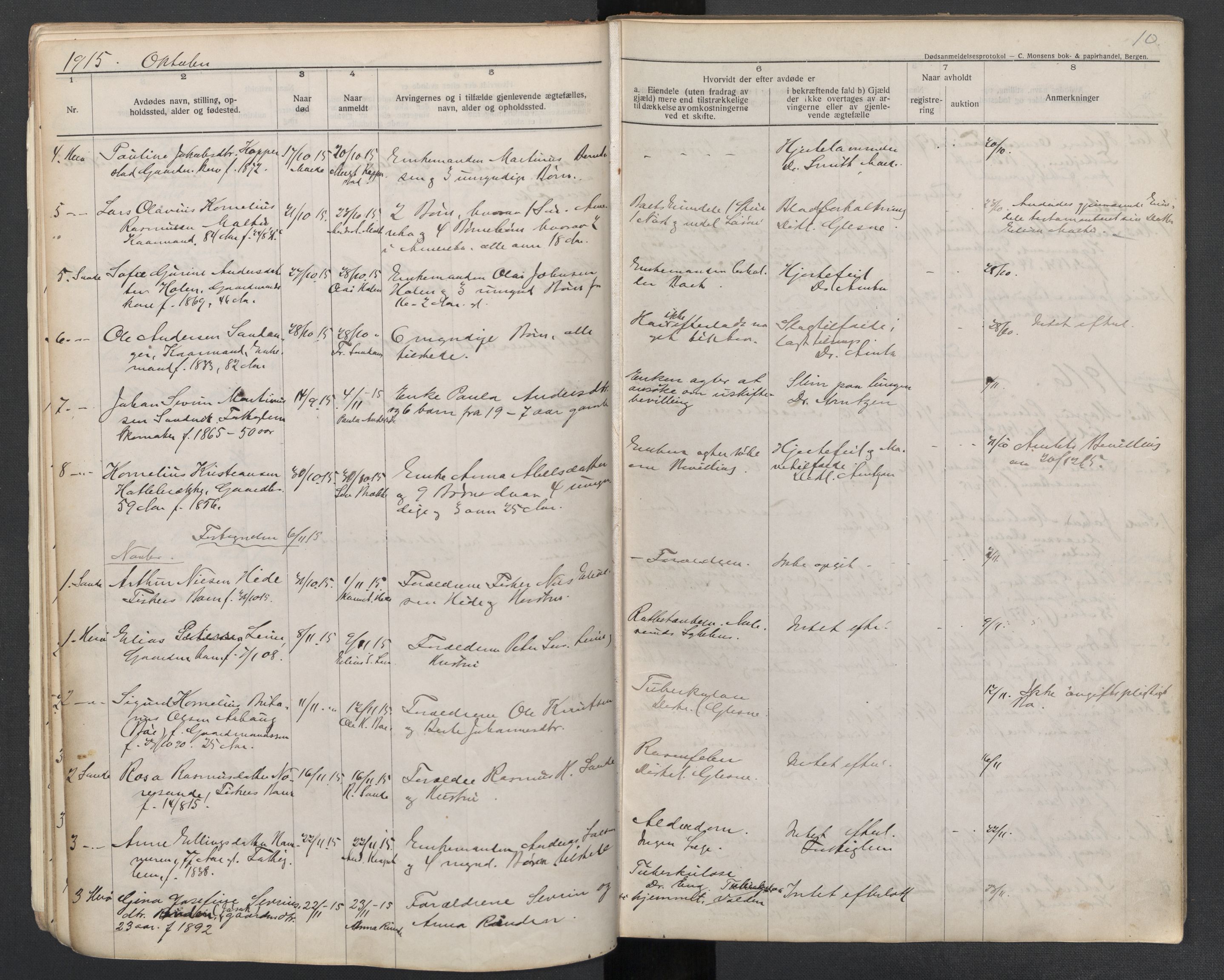 Herøy og Sande lensmannskontor, AV/SAT-A-5655/2/2/L0045: Dødsfallprotokoll, 1914-1923, p. 10