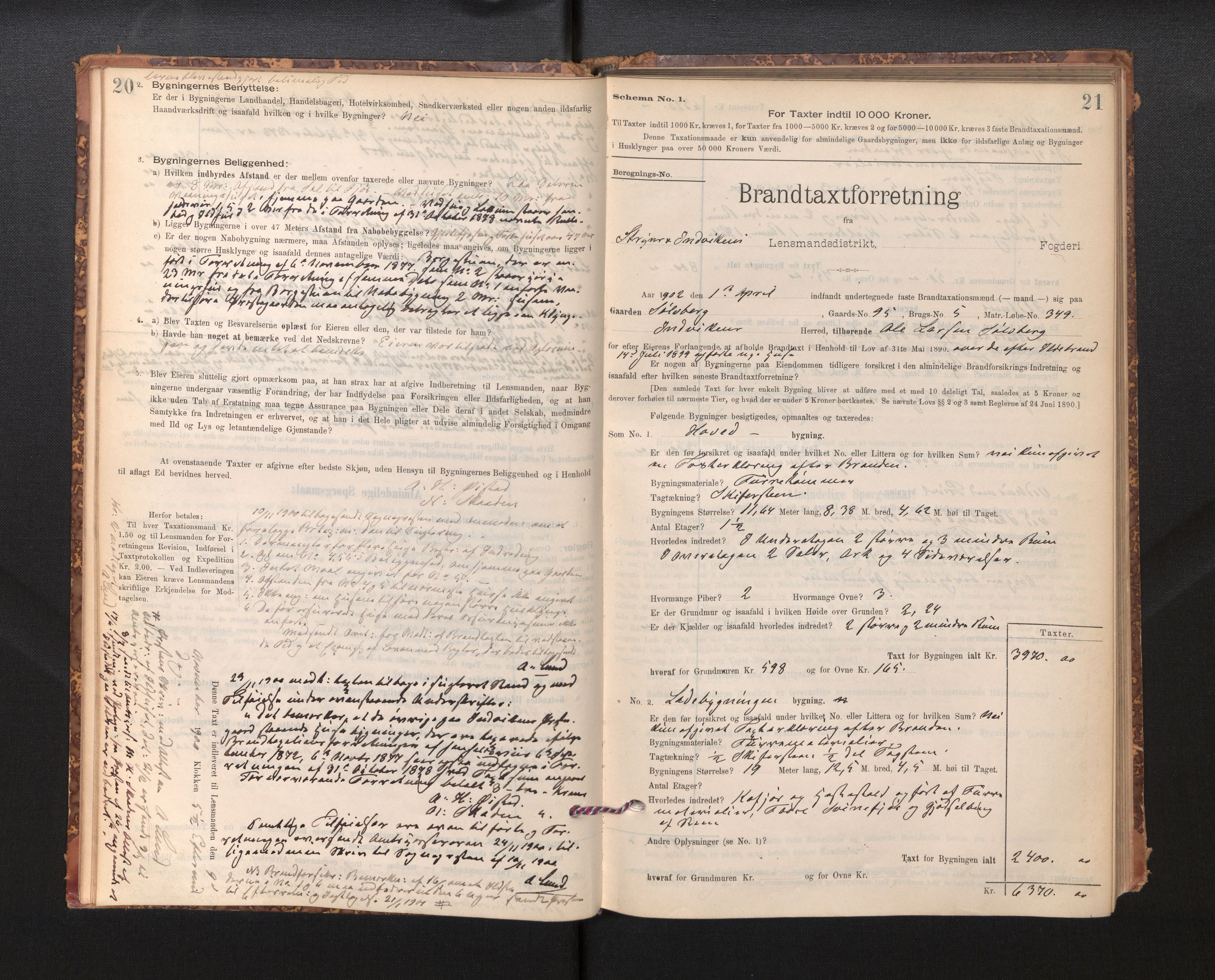 Lensmannen i Stryn og Innvik, SAB/A-30201/0012/L0002: Branntakstprotokoll, skjematakst, 1894-1942, p. 20-21