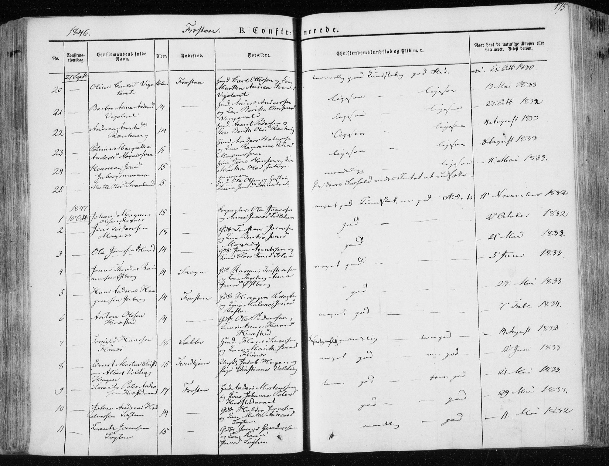 Ministerialprotokoller, klokkerbøker og fødselsregistre - Nord-Trøndelag, SAT/A-1458/713/L0115: Parish register (official) no. 713A06, 1838-1851, p. 175