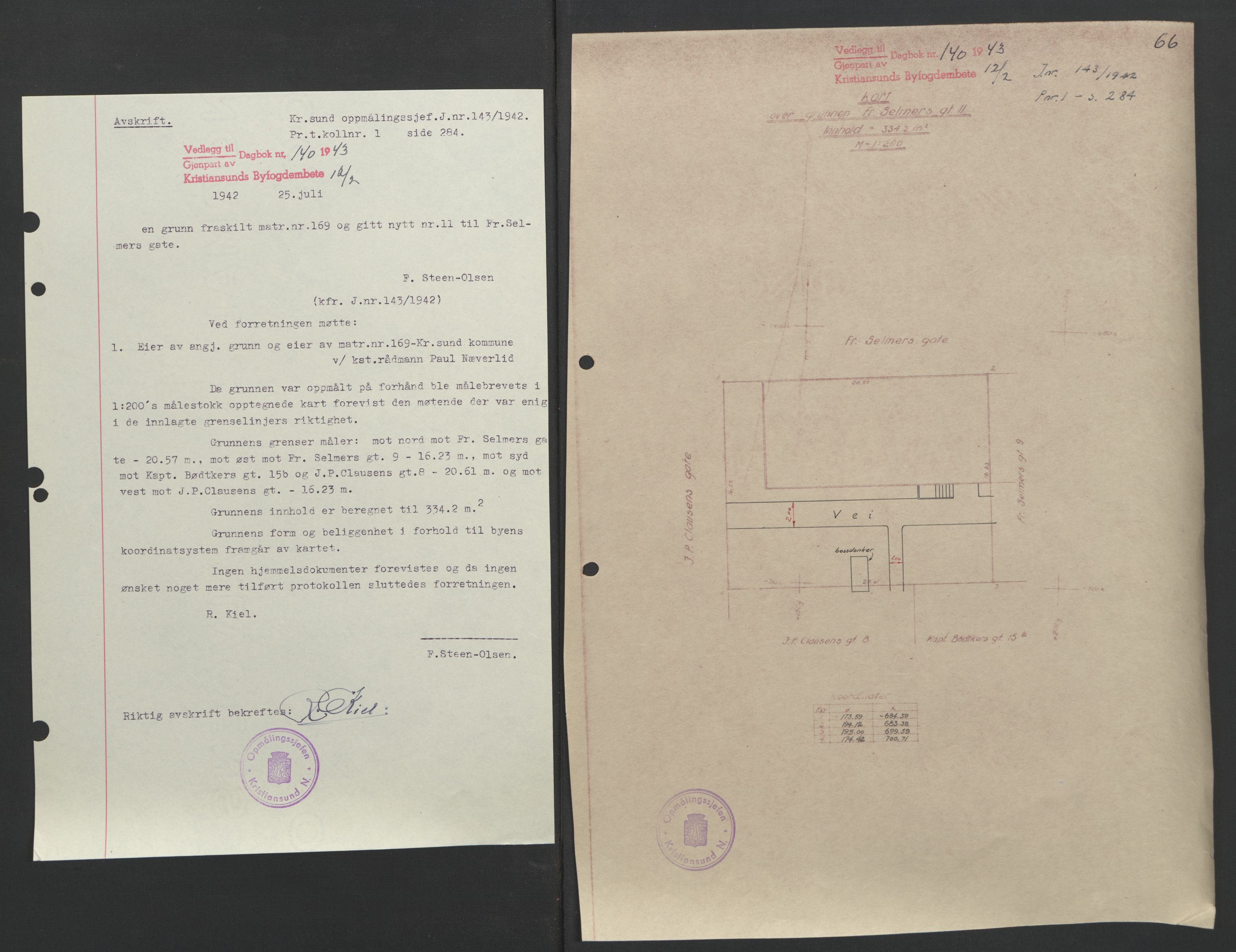 Kristiansund byfogd, AV/SAT-A-4587/A/27: Mortgage book no. 37, 1942-1945, Diary no: : 140/1943