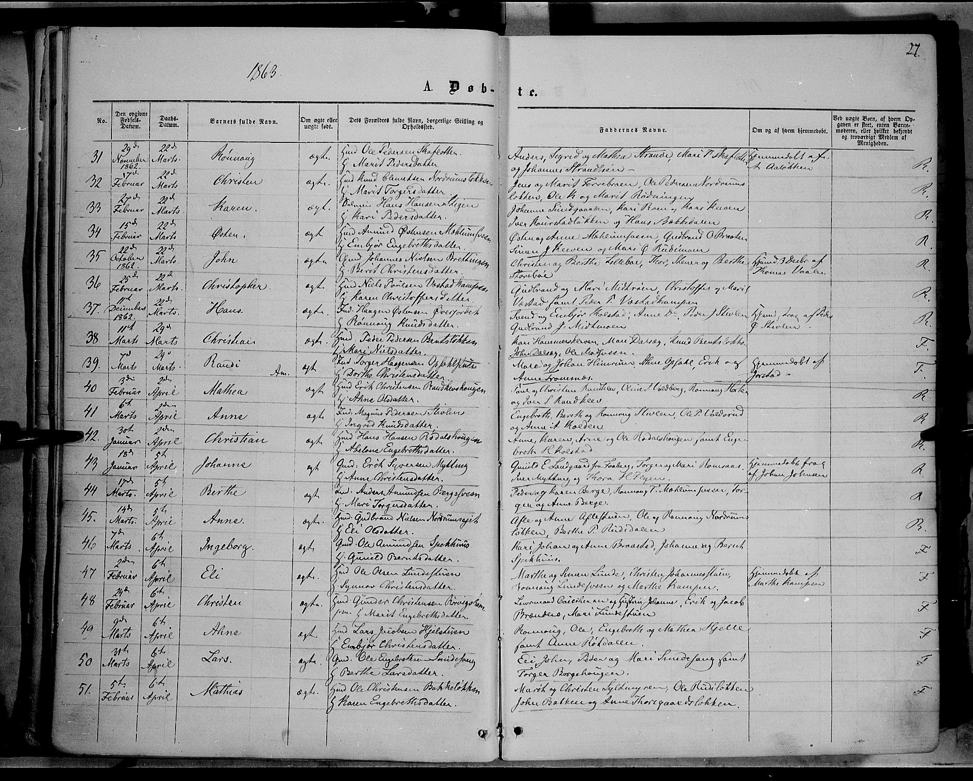 Ringebu prestekontor, AV/SAH-PREST-082/H/Ha/Haa/L0007: Parish register (official) no. 7, 1860-1877, p. 27