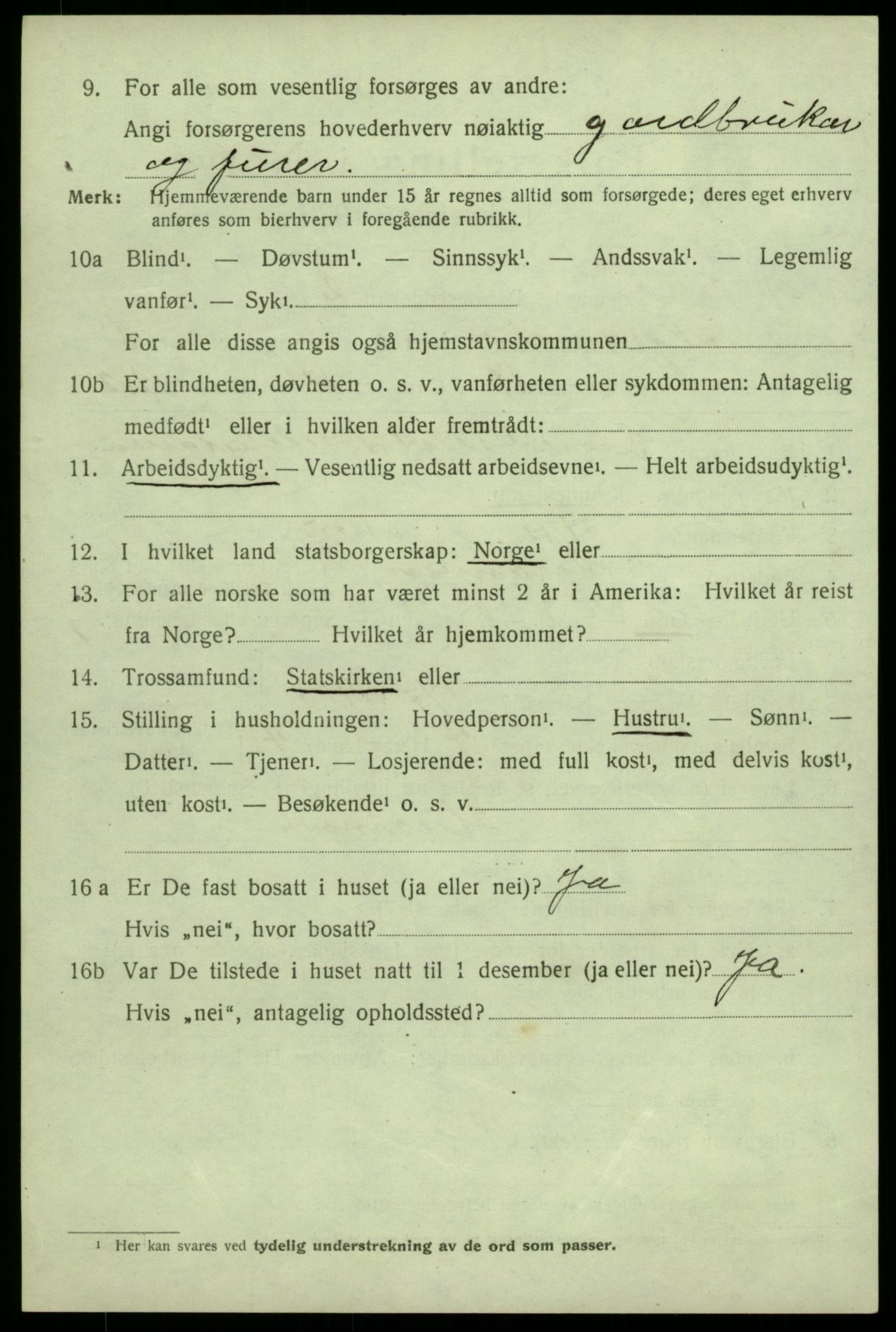 SAB, 1920 census for Granvin, 1920, p. 1317