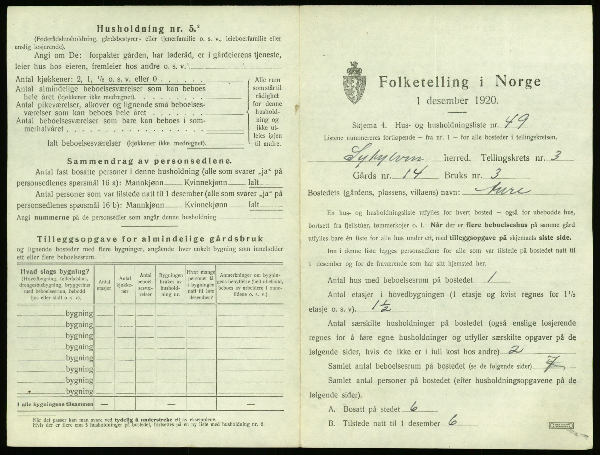 SAT, 1920 census for Sykkylven, 1920, p. 343