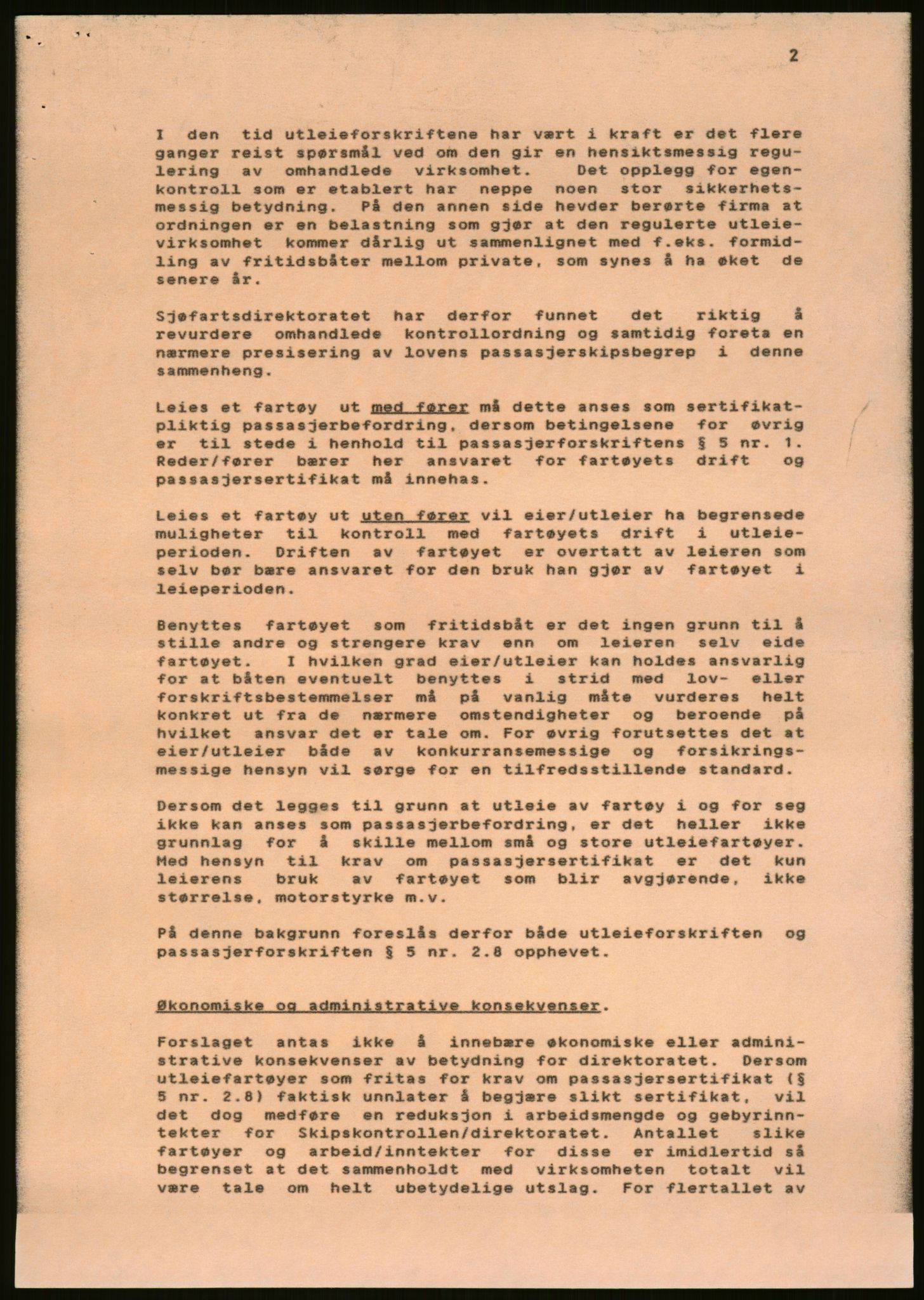 Sjøfartsdirektoratet med forløpere, generelt arkiv, AV/RA-S-1407/D/Du/Duc/L0642/0001: Skipskontrollen - Forskrifter / Forskrift om utleiebåter (2 mapper), 1978-1987, p. 463