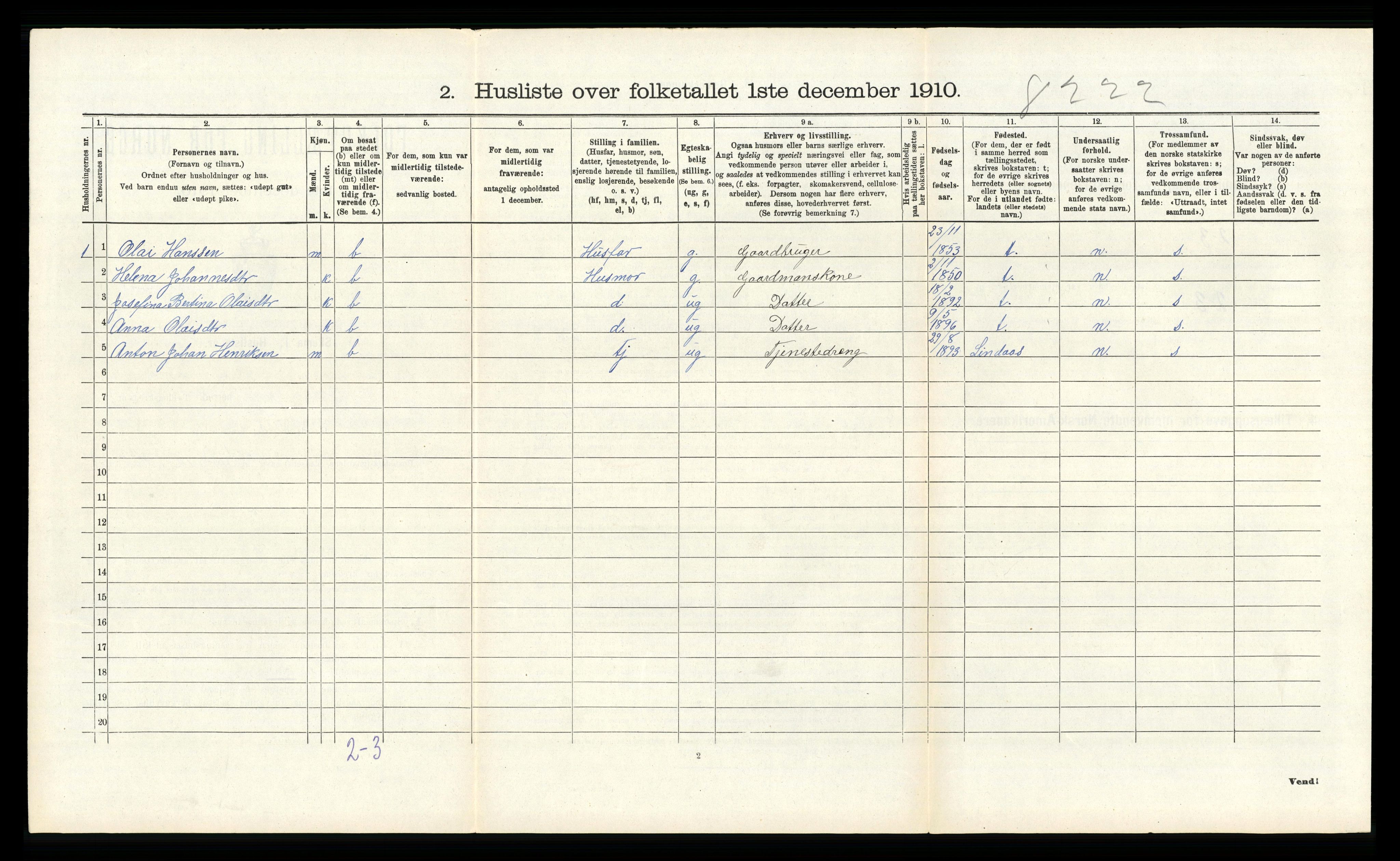 RA, 1910 census for Austrheim, 1910, p. 555