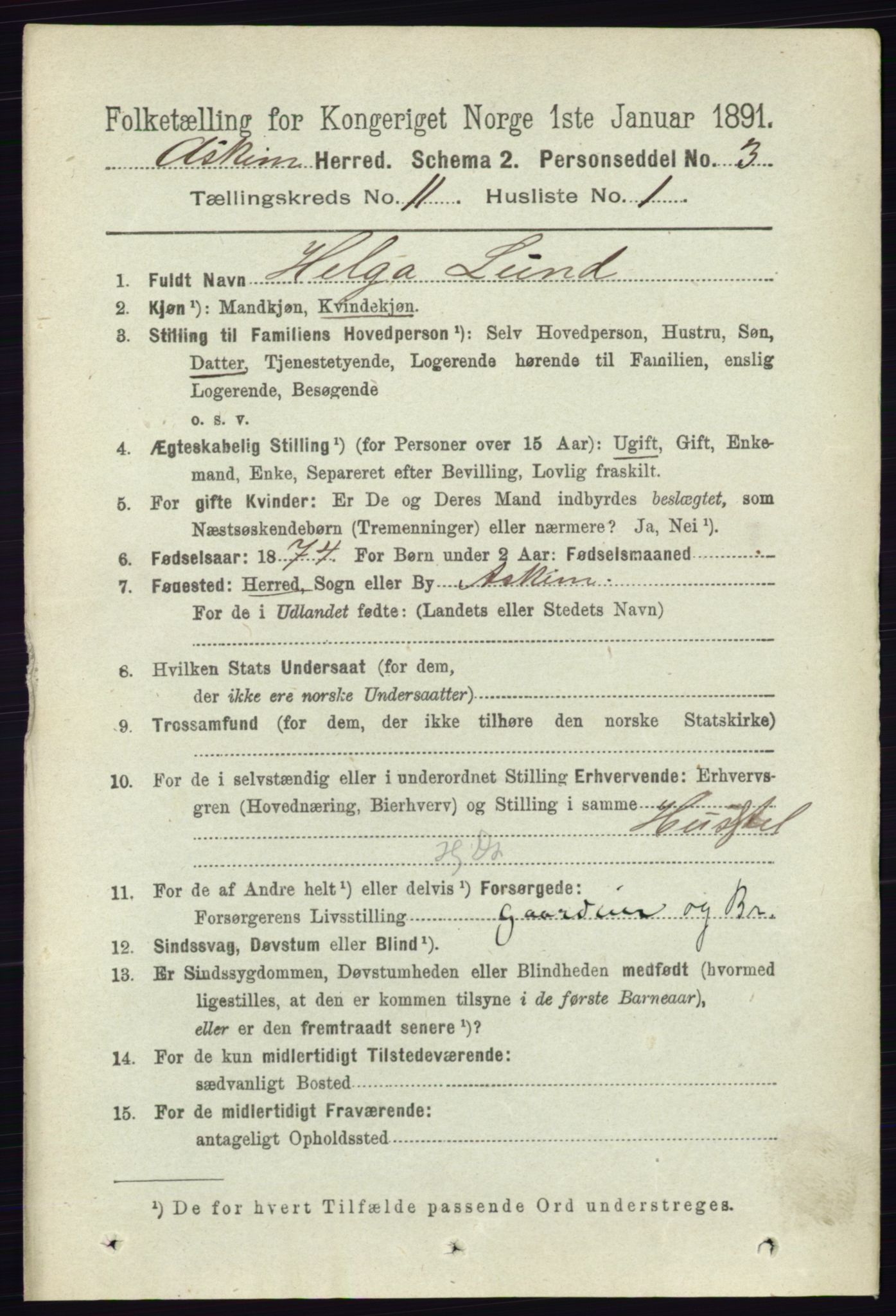 RA, 1891 census for 0124 Askim, 1891, p. 1743