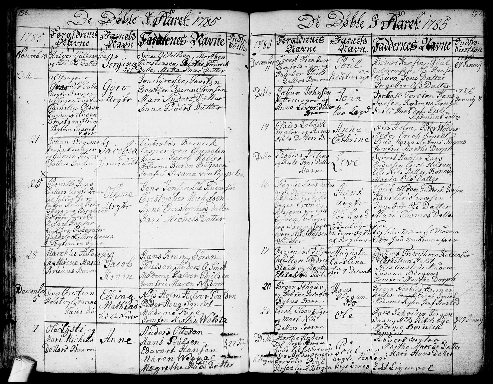 Bragernes kirkebøker, SAKO/A-6/F/Fa/L0006a: Parish register (official) no. I 6, 1782-1814, p. 196-197