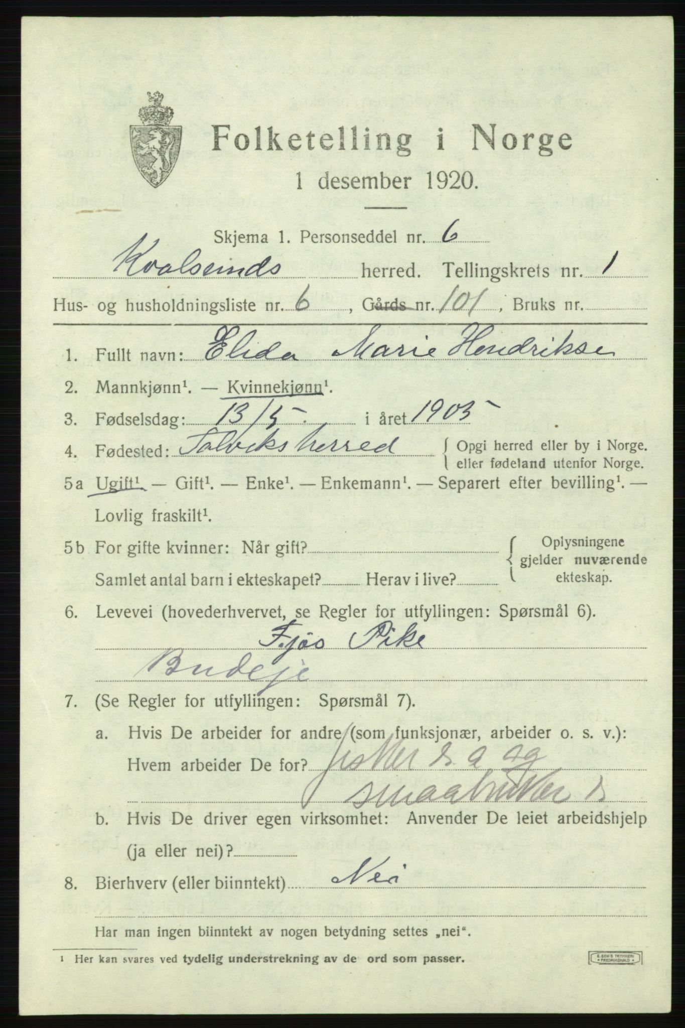 SATØ, 1920 census for , 1920, p. 530