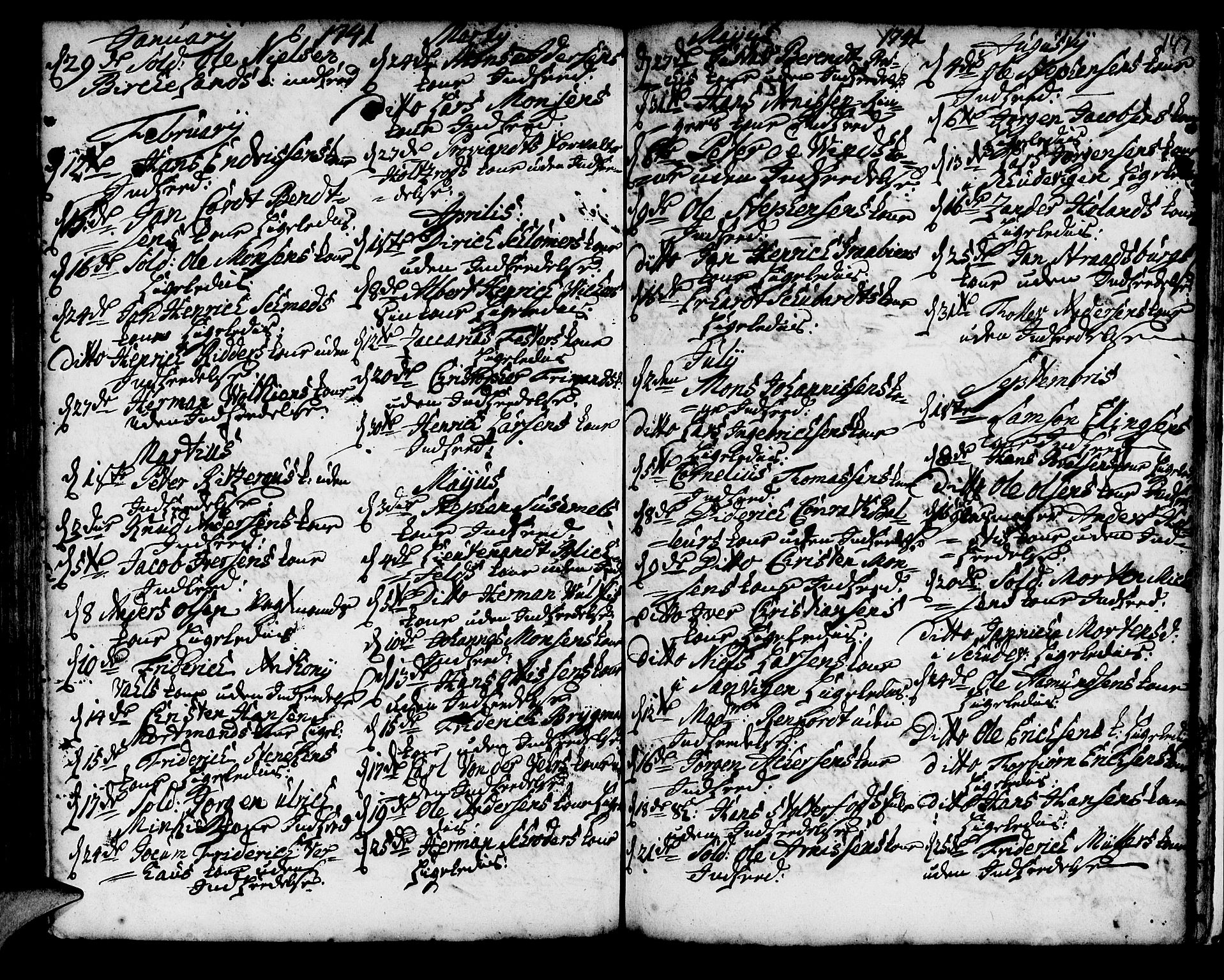 Korskirken sokneprestembete, AV/SAB-A-76101/H/Haa/L0008: Parish register (official) no. A 8, 1698-1747, p. 147