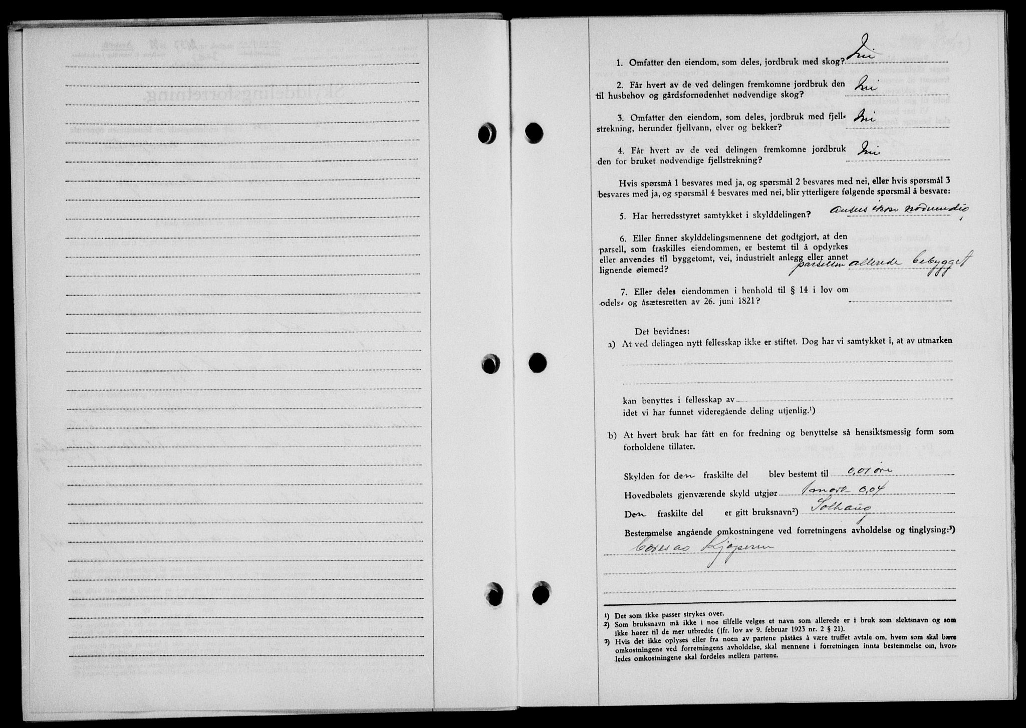 Lofoten sorenskriveri, SAT/A-0017/1/2/2C/L0005a: Mortgage book no. 5a, 1939-1939, Diary no: : 2837/1938