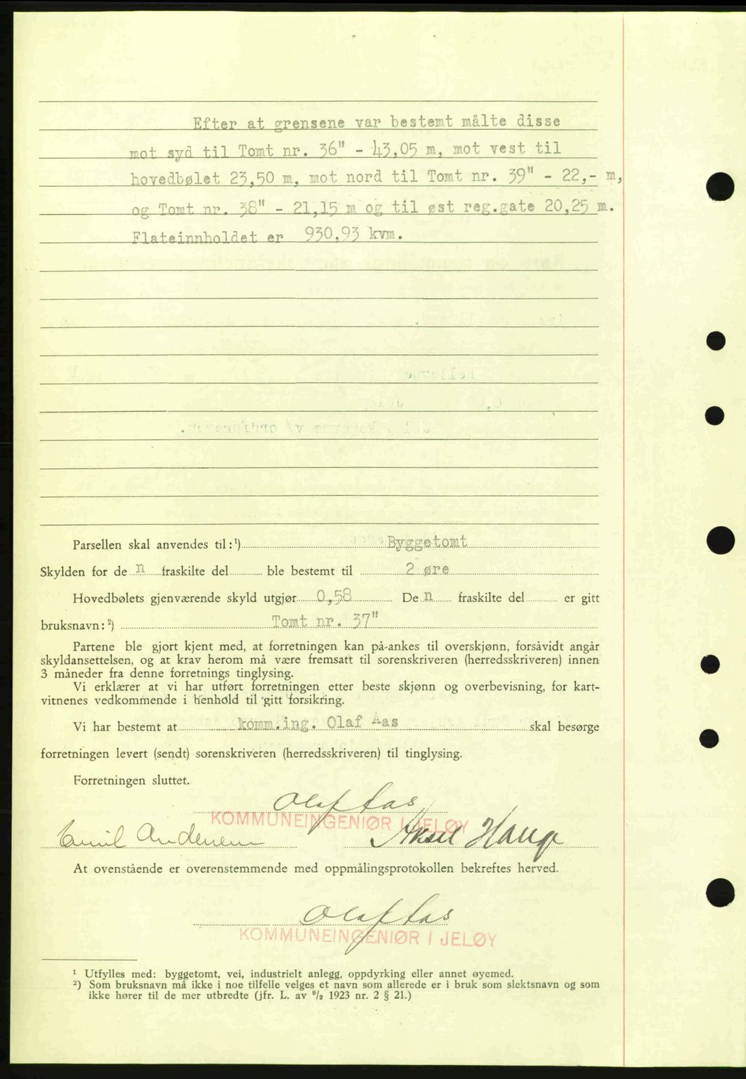 Moss sorenskriveri, SAO/A-10168: Mortgage book no. A9, 1941-1942, Diary no: : 2292/1941