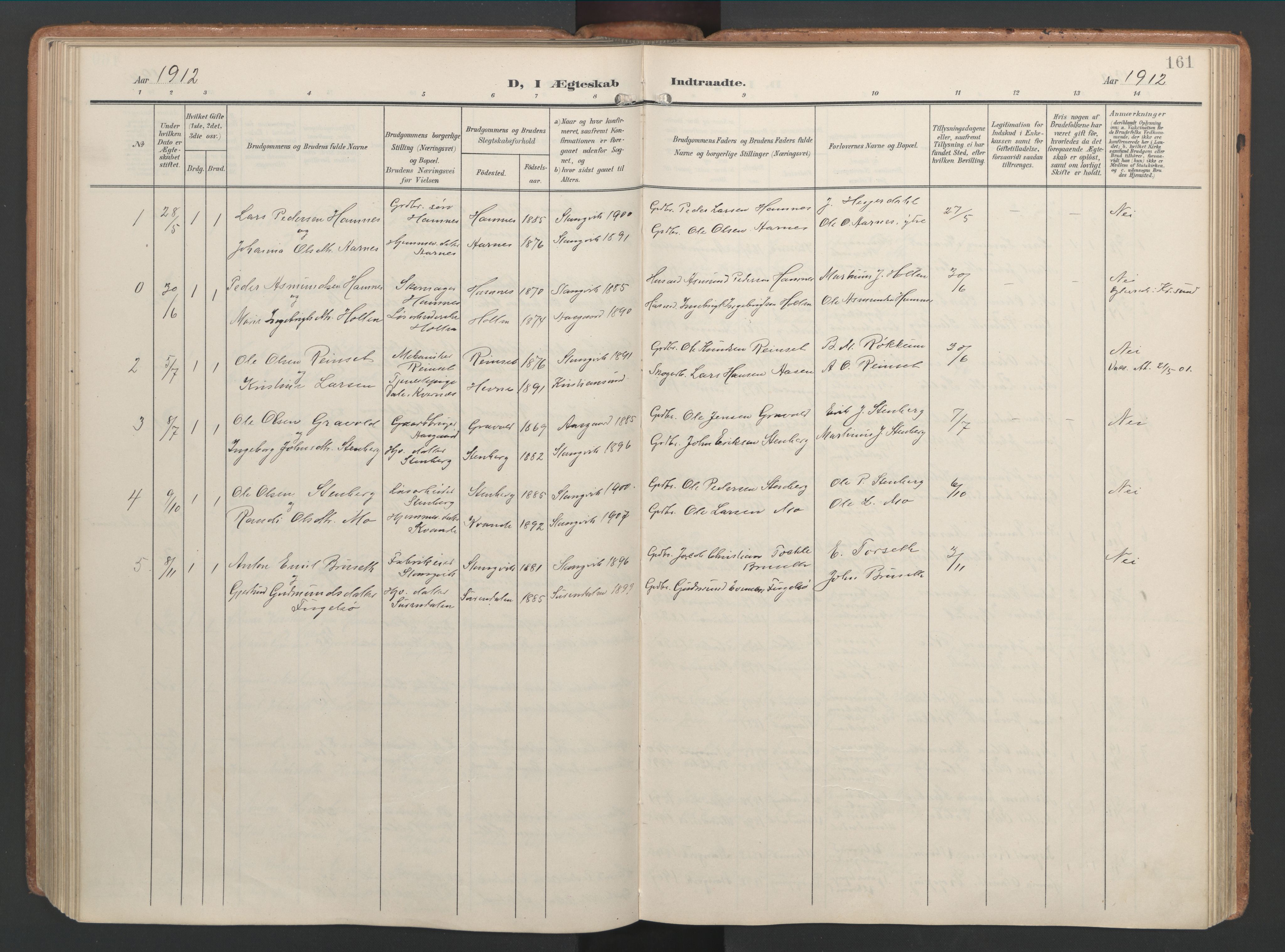 Ministerialprotokoller, klokkerbøker og fødselsregistre - Møre og Romsdal, AV/SAT-A-1454/592/L1030: Parish register (official) no. 592A08, 1901-1925, p. 161