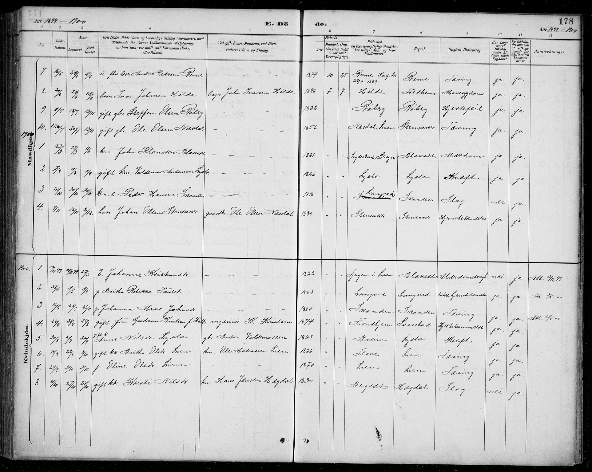 Innvik sokneprestembete, SAB/A-80501: Parish register (copy) no. A 3, 1886-1912, p. 178