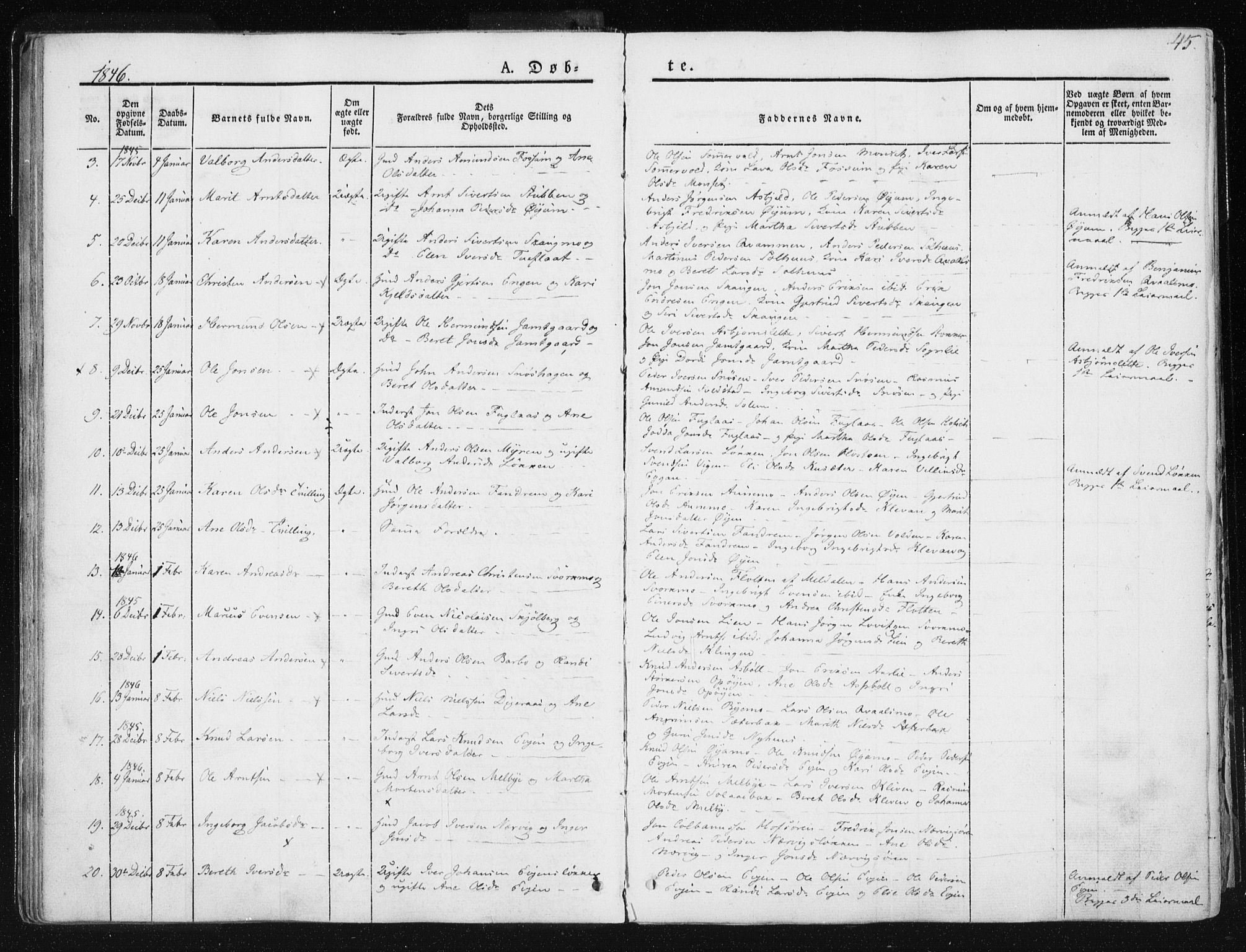 Ministerialprotokoller, klokkerbøker og fødselsregistre - Sør-Trøndelag, SAT/A-1456/668/L0805: Parish register (official) no. 668A05, 1840-1853, p. 45