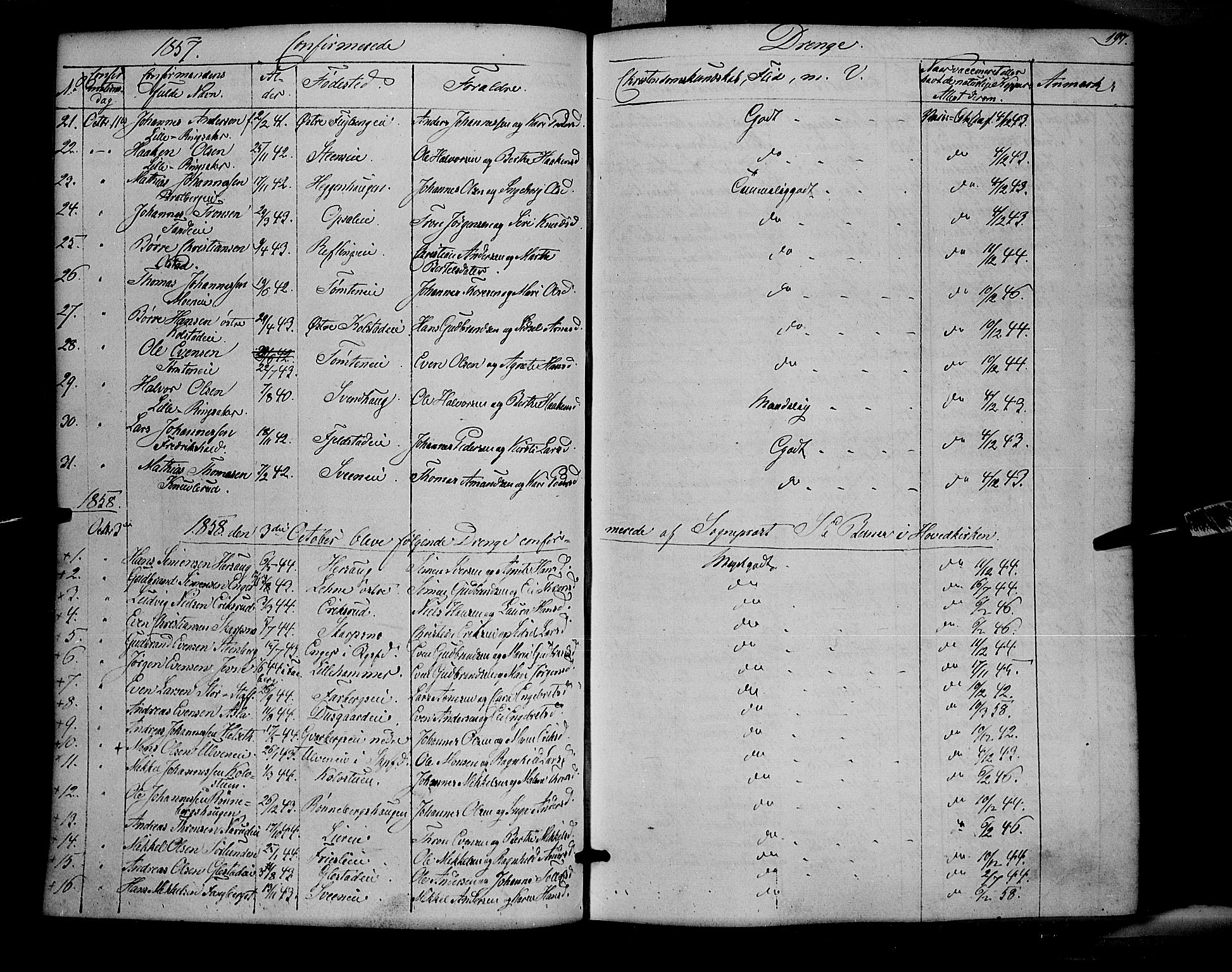 Ringsaker prestekontor, SAH/PREST-014/K/Ka/L0009: Parish register (official) no. 9, 1850-1860, p. 197