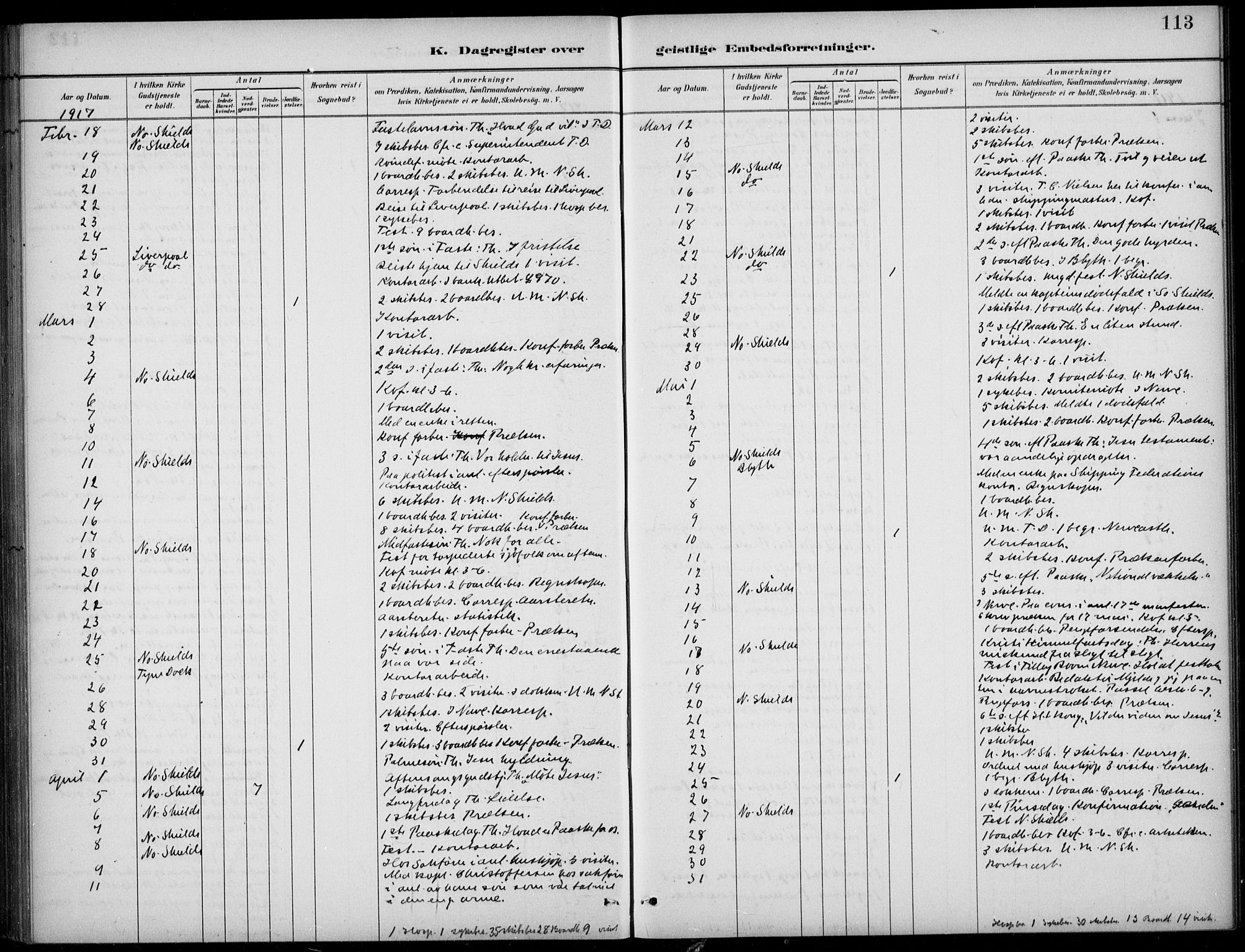 Den norske sjømannsmisjon i utlandet/Tyne-havnene (North Shields og New Castle), SAB/SAB/PA-0101/H/Ha/L0002: Parish register (official) no. A 2, 1883-1938, p. 113
