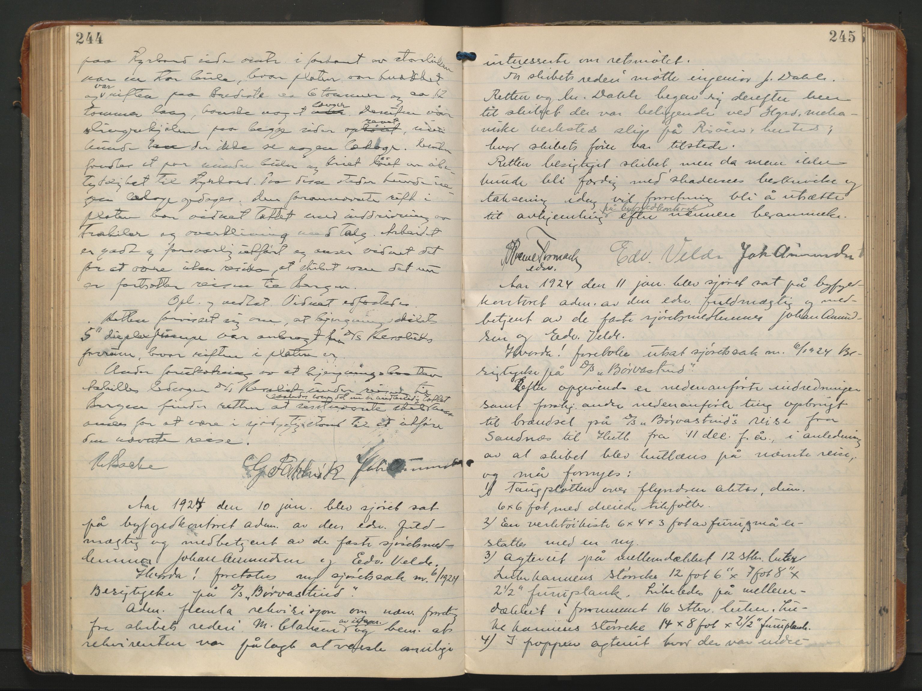 Haugesund tingrett, AV/SAST-A-101415/01/V/VB/VBb/L0010: Ekstrarettsprotokoll, 1921-1926, p. 244-245