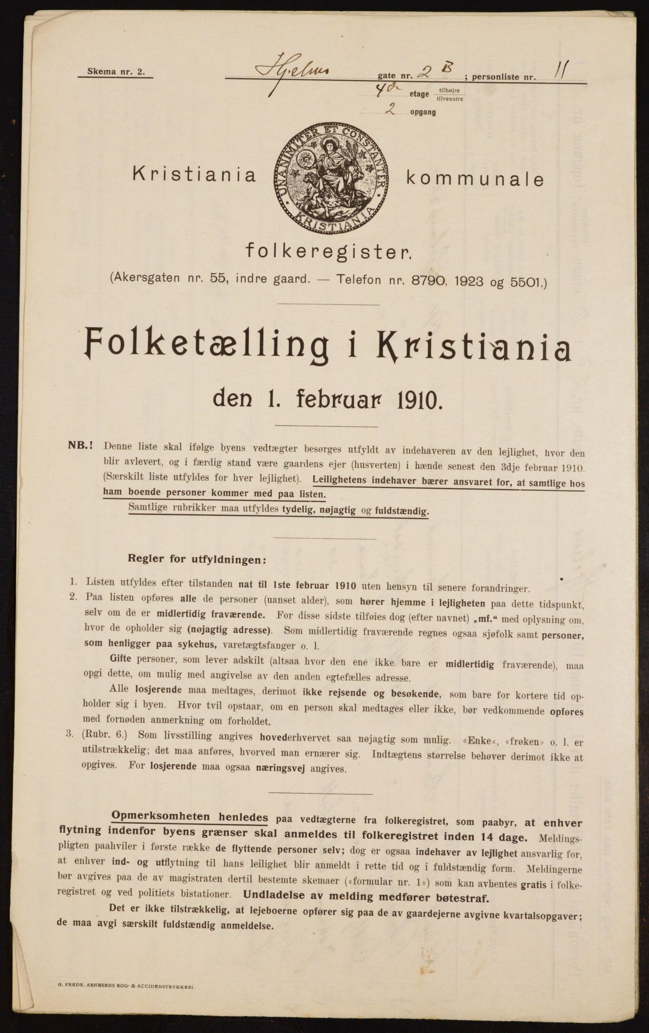 OBA, Municipal Census 1910 for Kristiania, 1910, p. 39409