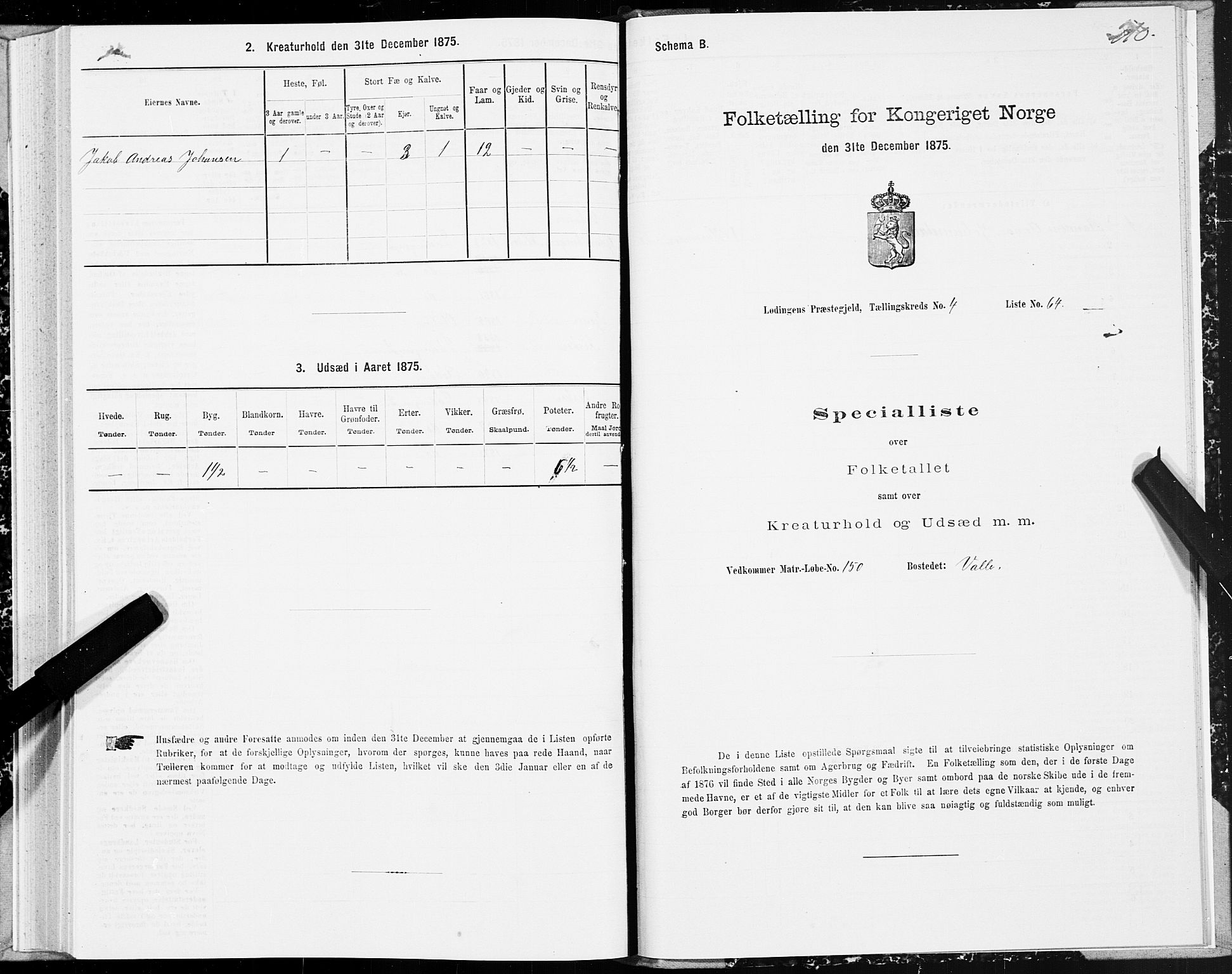 SAT, 1875 census for 1851P Lødingen, 1875, p. 2210