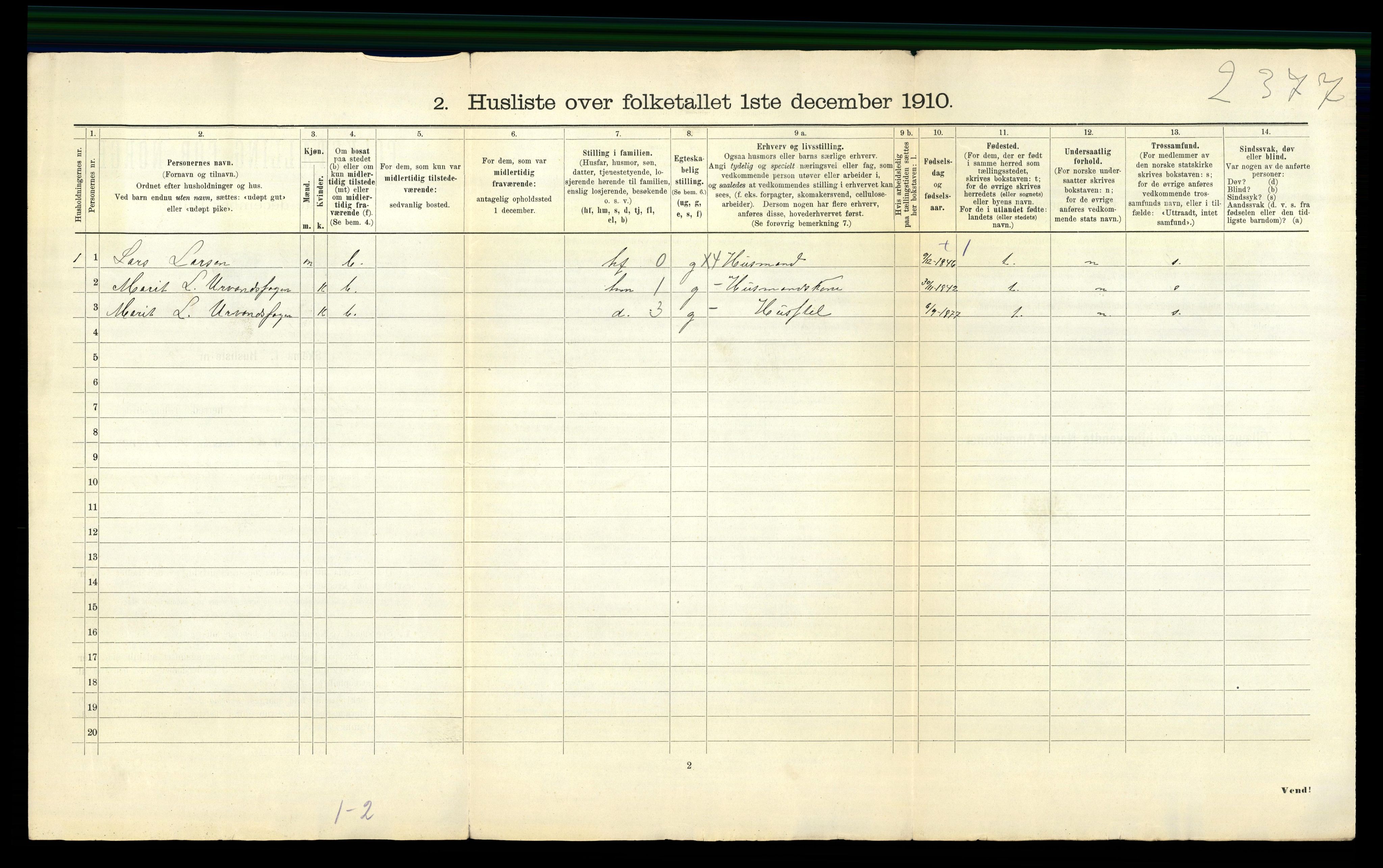 RA, 1910 census for Meldal, 1910, p. 84