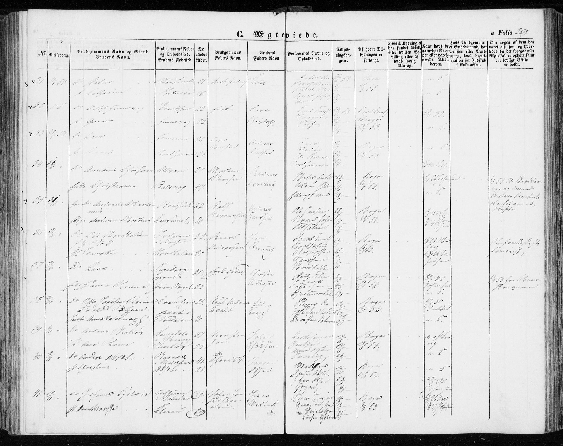 Ministerialprotokoller, klokkerbøker og fødselsregistre - Sør-Trøndelag, AV/SAT-A-1456/634/L0530: Parish register (official) no. 634A06, 1852-1860, p. 259