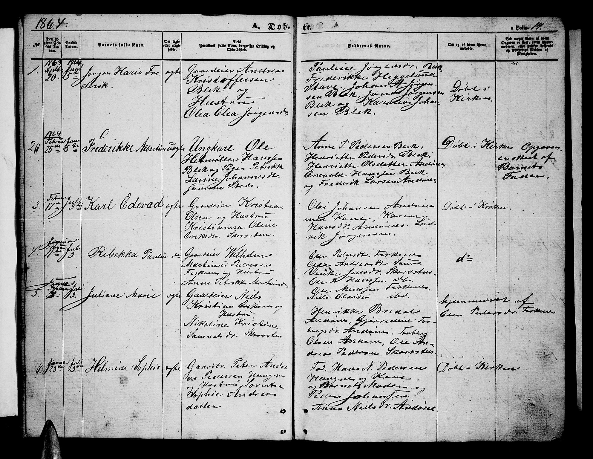 Ministerialprotokoller, klokkerbøker og fødselsregistre - Nordland, SAT/A-1459/899/L1447: Parish register (copy) no. 899C02, 1855-1886, p. 14