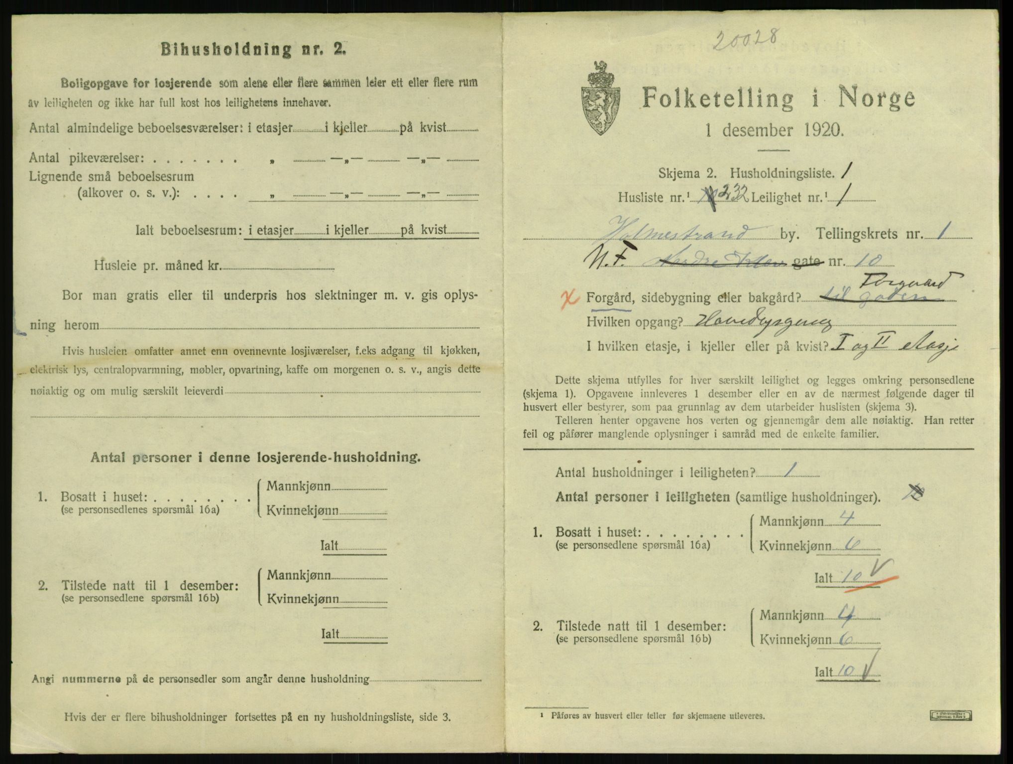 SAKO, 1920 census for Holmestrand, 1920, p. 808