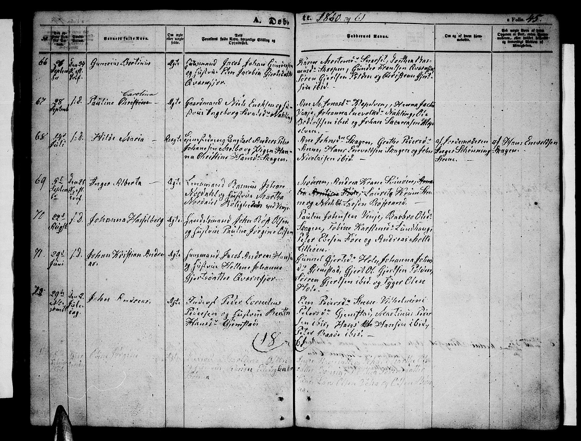 Ministerialprotokoller, klokkerbøker og fødselsregistre - Nordland, AV/SAT-A-1459/891/L1313: Parish register (copy) no. 891C02, 1856-1870, p. 45