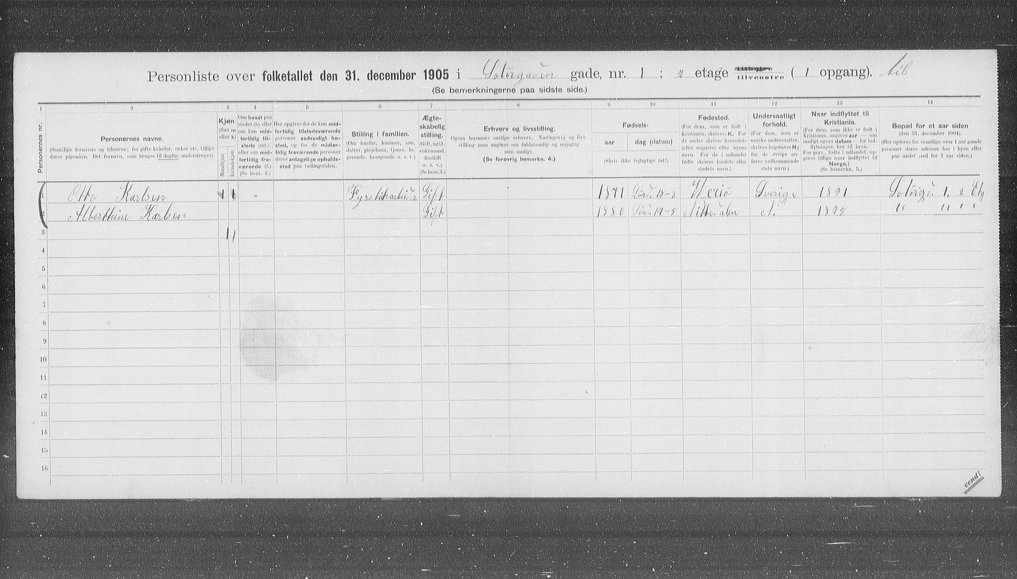OBA, Municipal Census 1905 for Kristiania, 1905, p. 51738