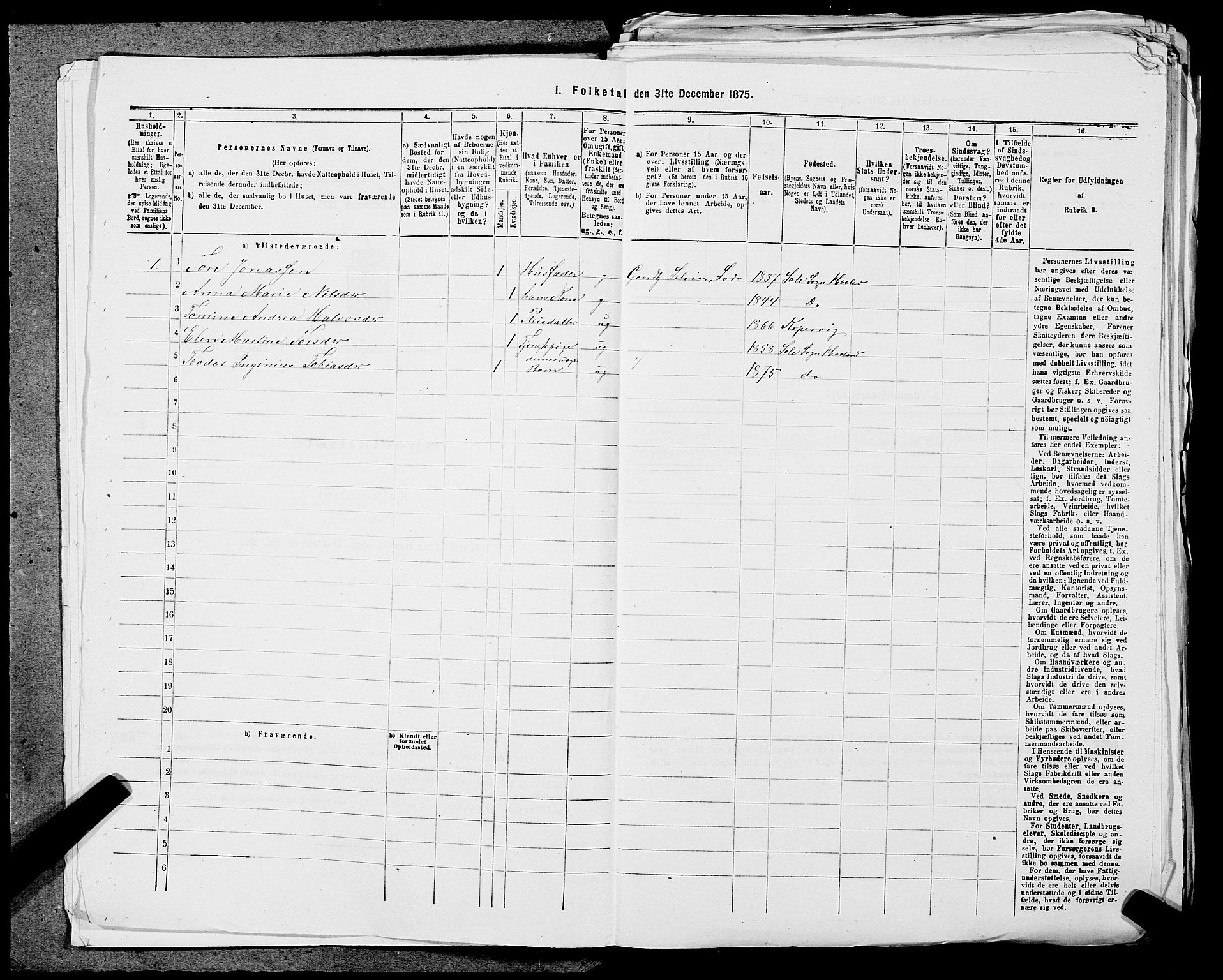 SAST, 1875 census for 1124P Håland, 1875, p. 238