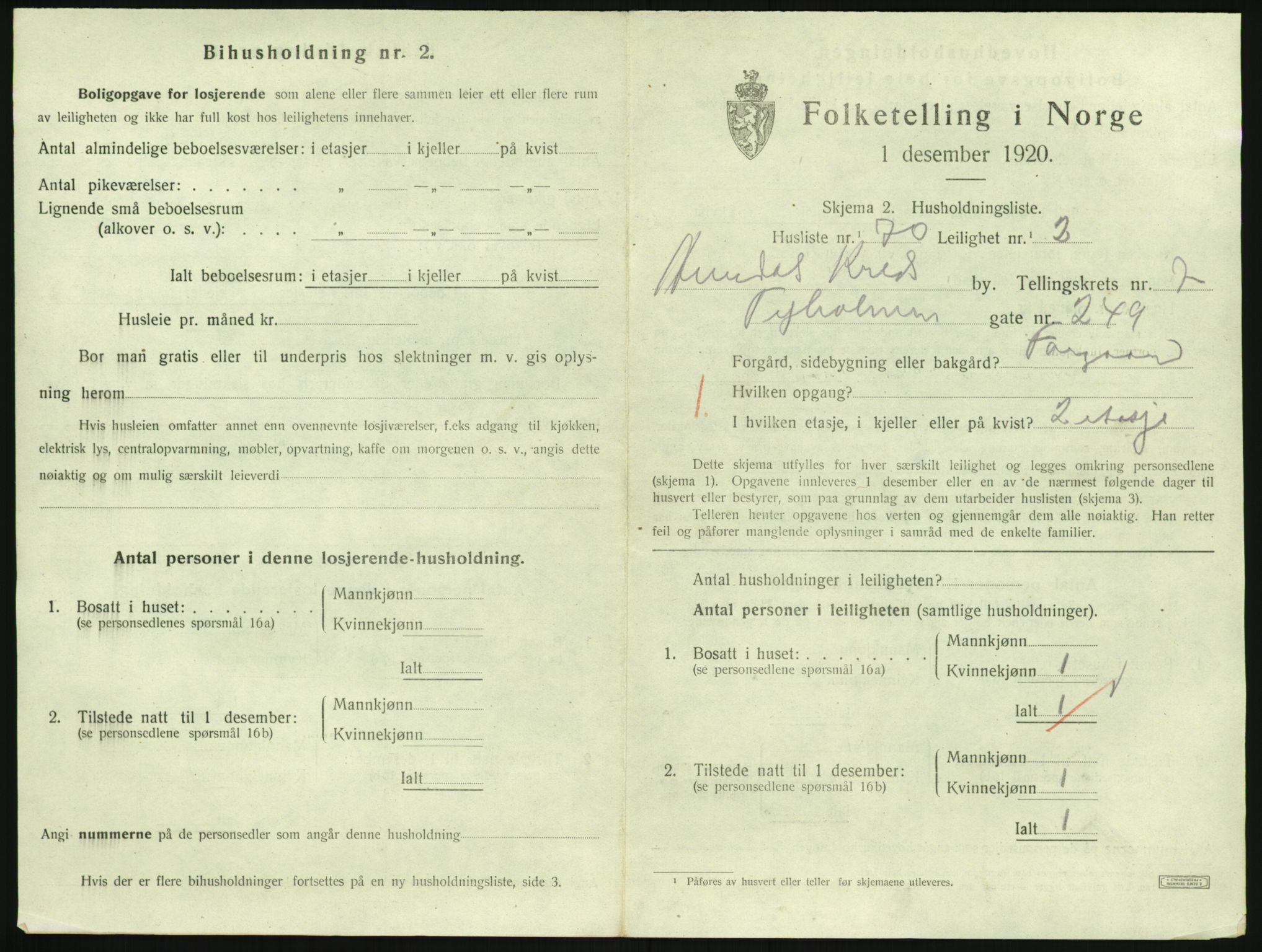 SAK, 1920 census for Arendal, 1920, p. 5612