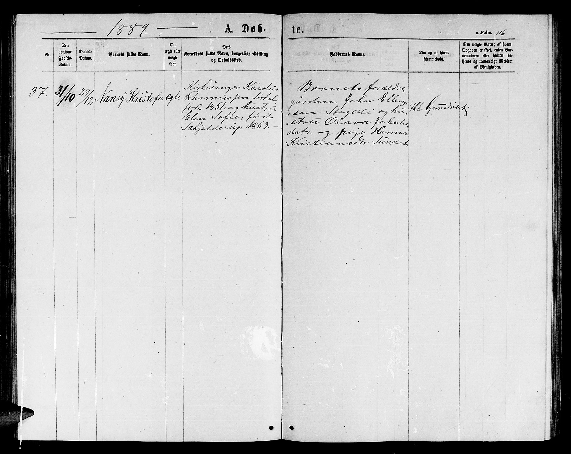 Ministerialprotokoller, klokkerbøker og fødselsregistre - Sør-Trøndelag, AV/SAT-A-1456/656/L0695: Parish register (copy) no. 656C01, 1867-1889, p. 116