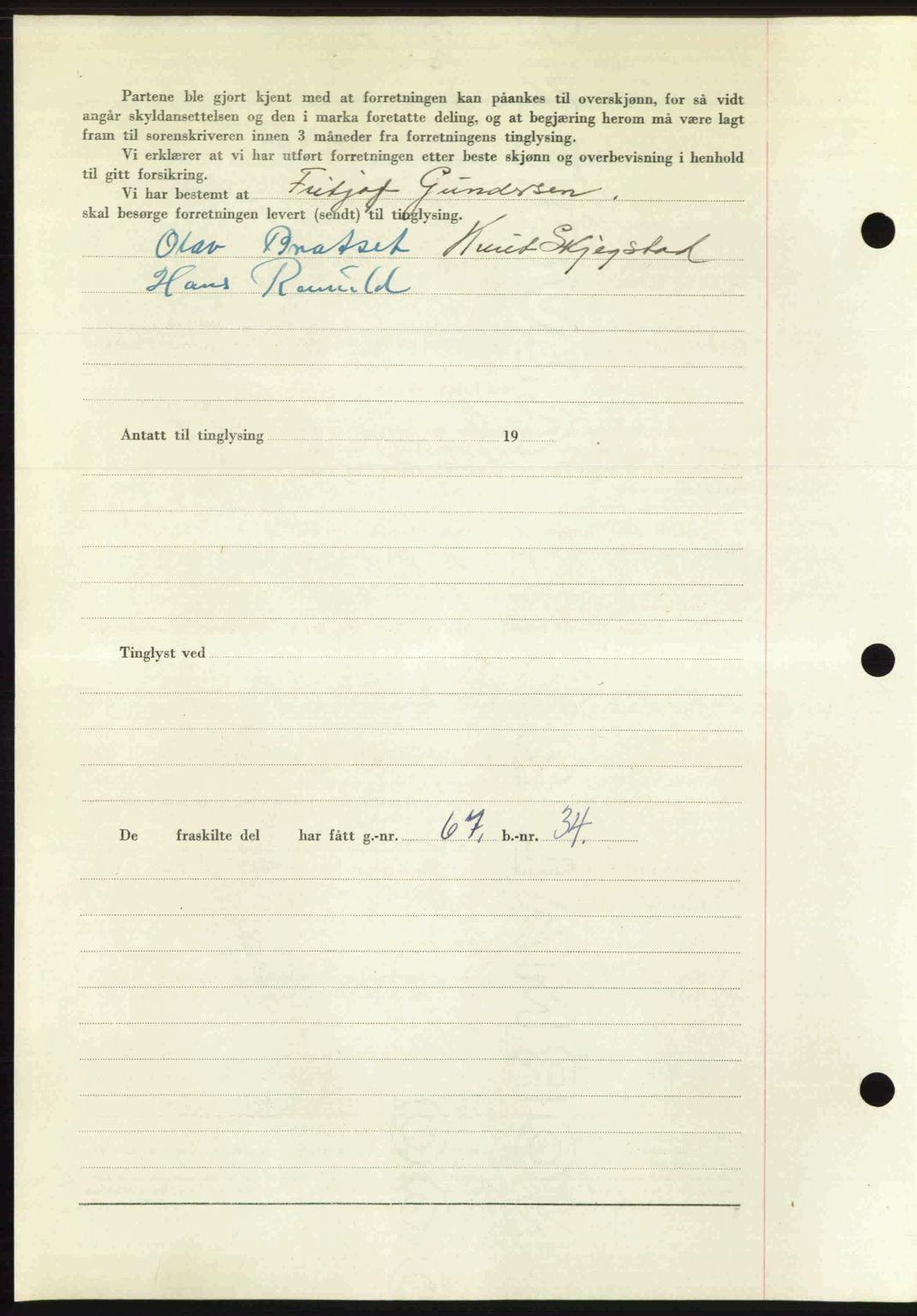 Romsdal sorenskriveri, AV/SAT-A-4149/1/2/2C: Mortgage book no. A31, 1949-1949, Diary no: : 2945/1949