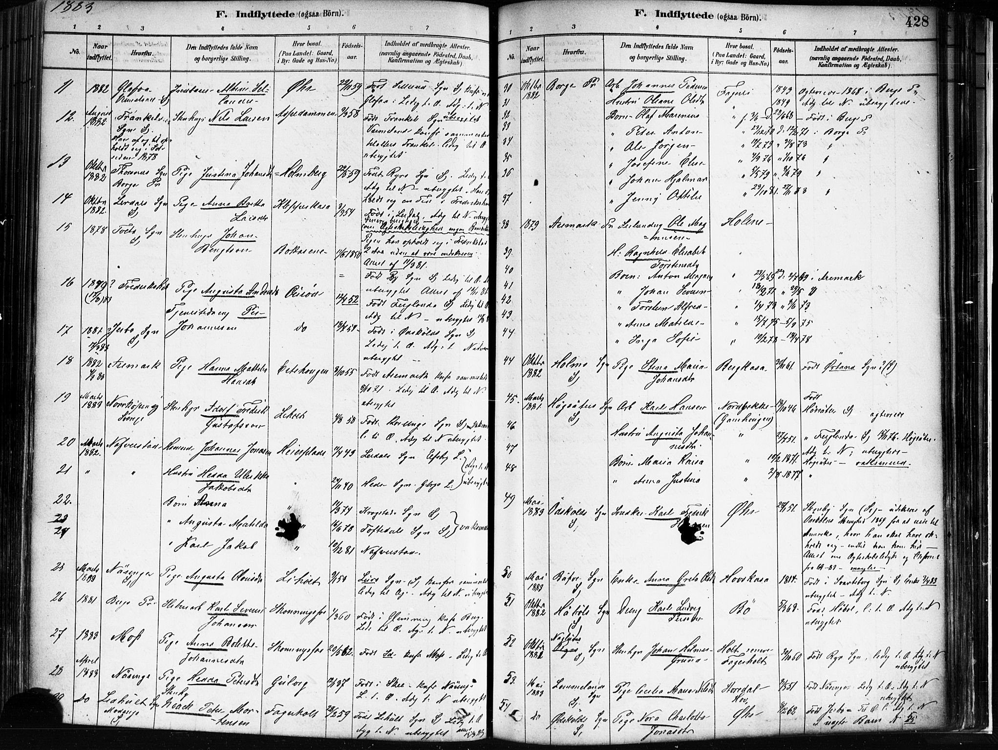 Idd prestekontor Kirkebøker, SAO/A-10911/F/Fc/L0006b: Parish register (official) no. III 6B, 1878-1903, p. 428