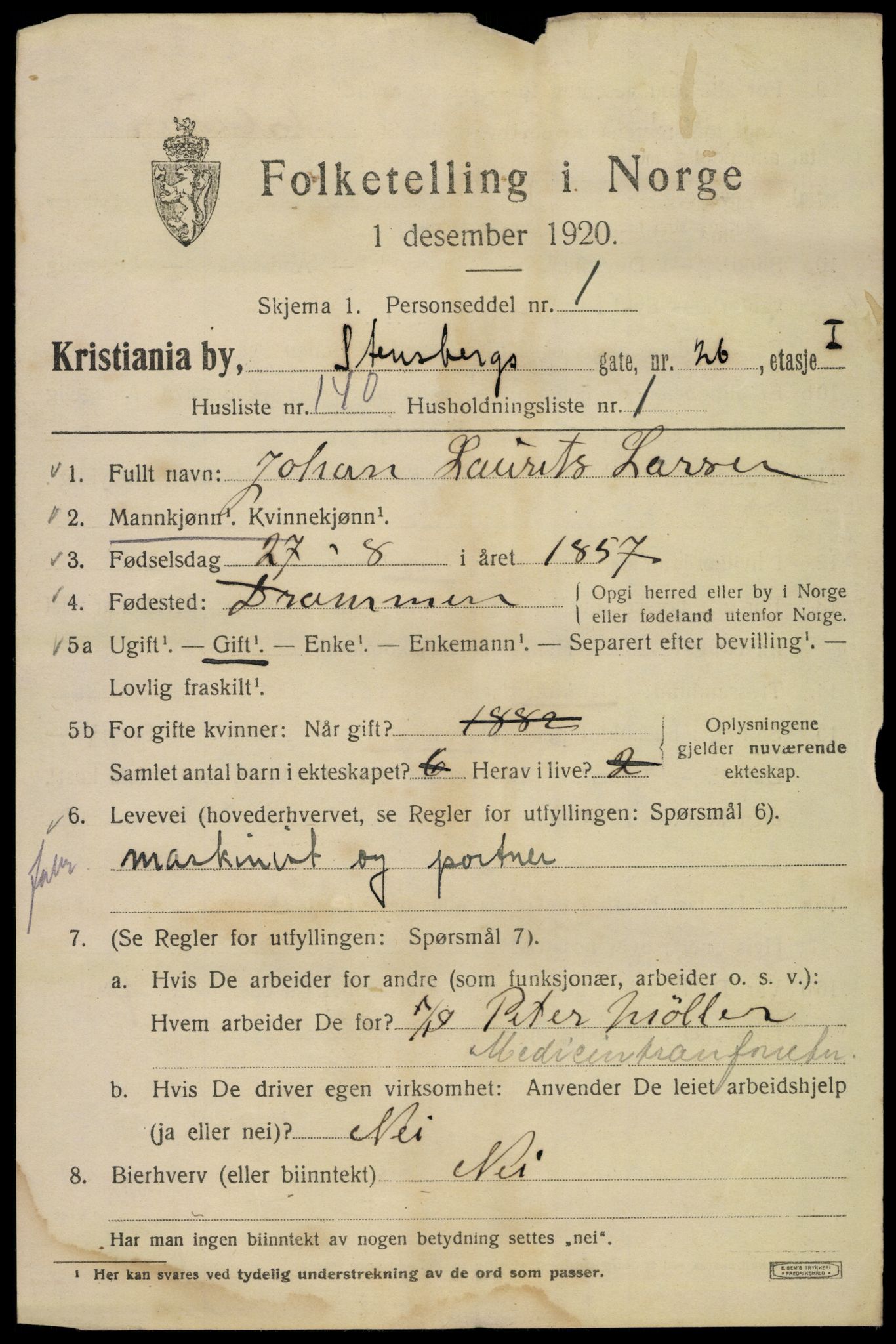 SAO, 1920 census for Kristiania, 1920, p. 540733