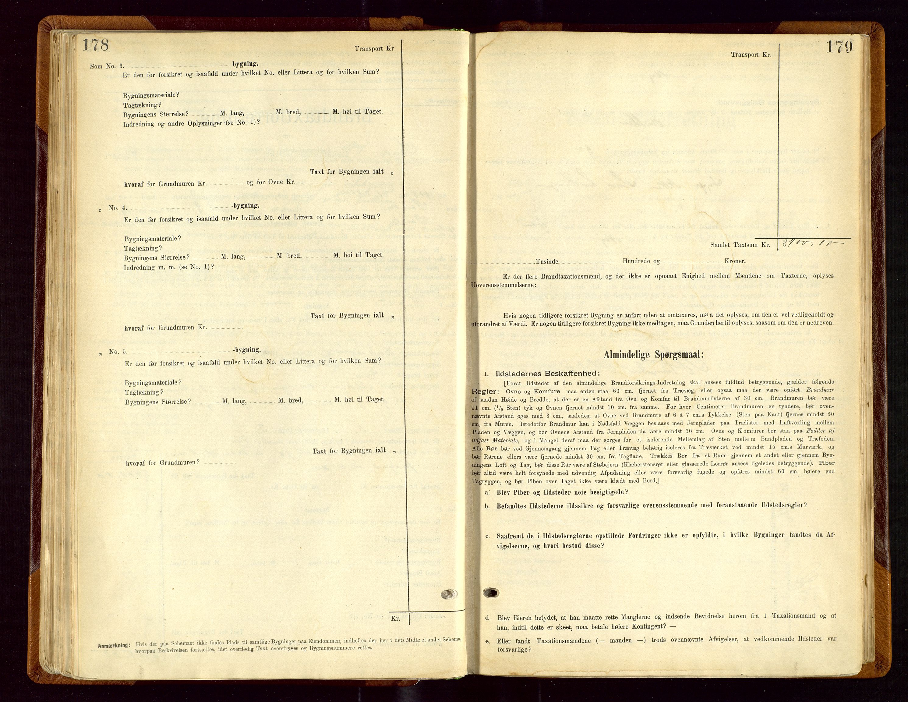 Sauda lensmannskontor, AV/SAST-A-100177/Gob/L0001: Branntakstprotokoll - skjematakst, 1894-1914, p. 178-179