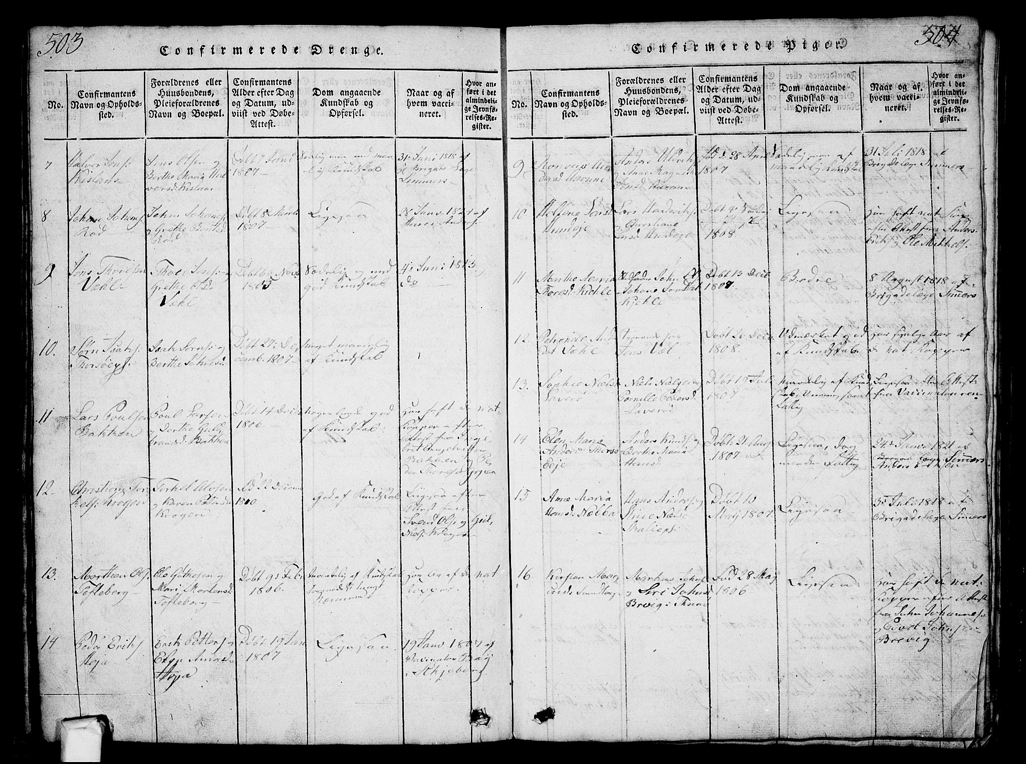 Borge prestekontor Kirkebøker, AV/SAO-A-10903/G/Ga/L0001: Parish register (copy) no.  I 1, 1815-1835, p. 503-504