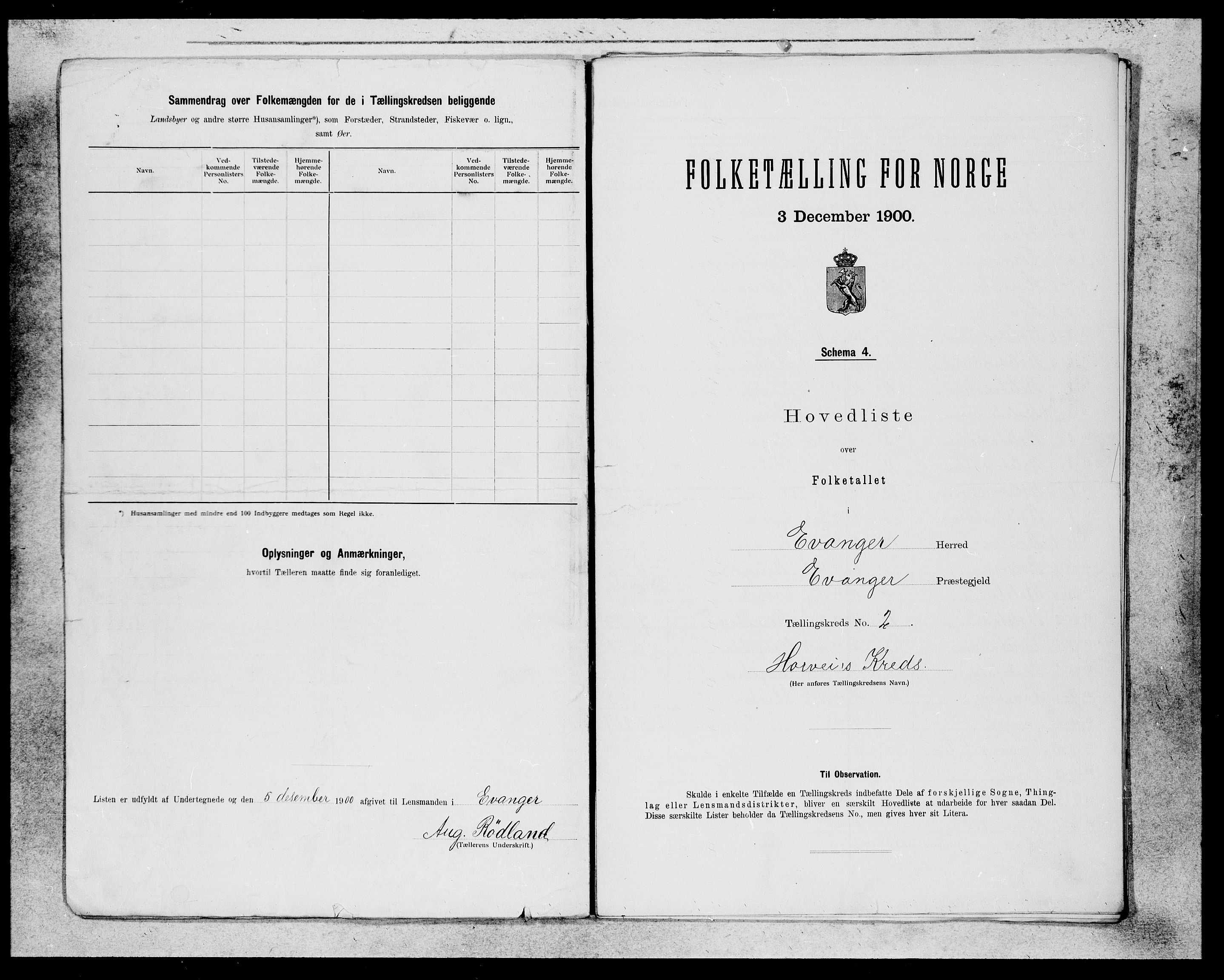 SAB, 1900 census for Evanger, 1900, p. 3