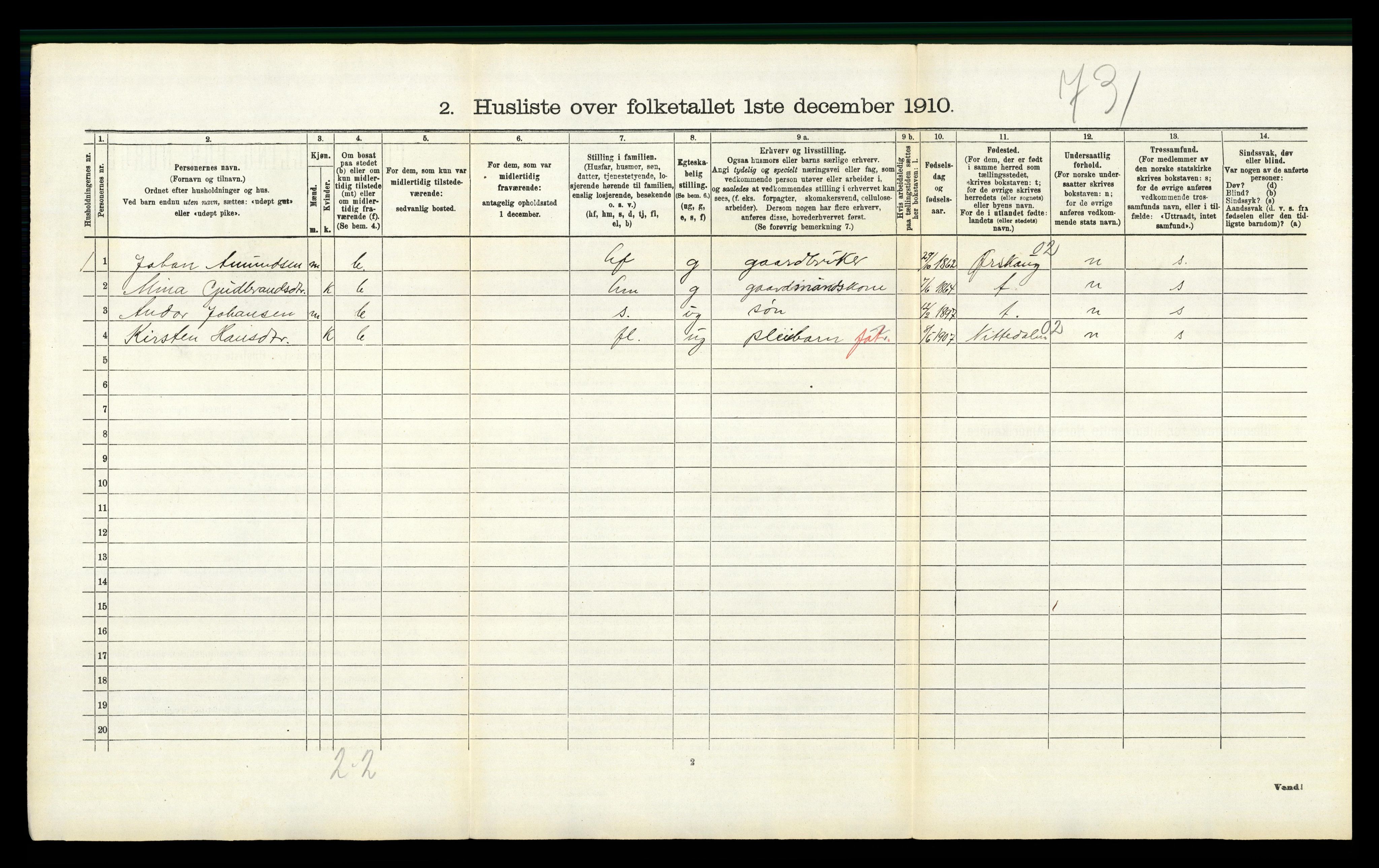 RA, 1910 census for Gjerdrum, 1910, p. 290