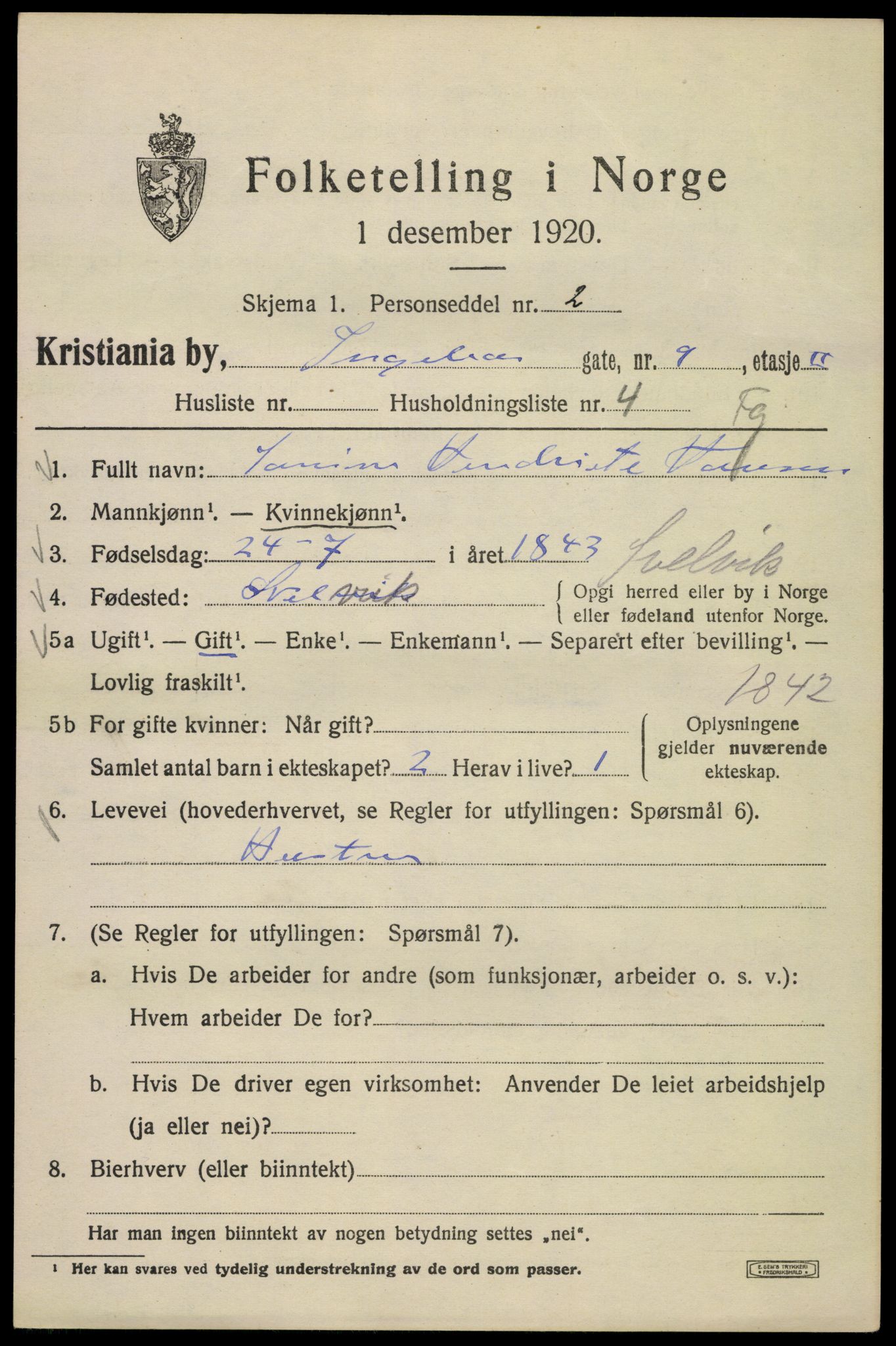 SAO, 1920 census for Kristiania, 1920, p. 309557