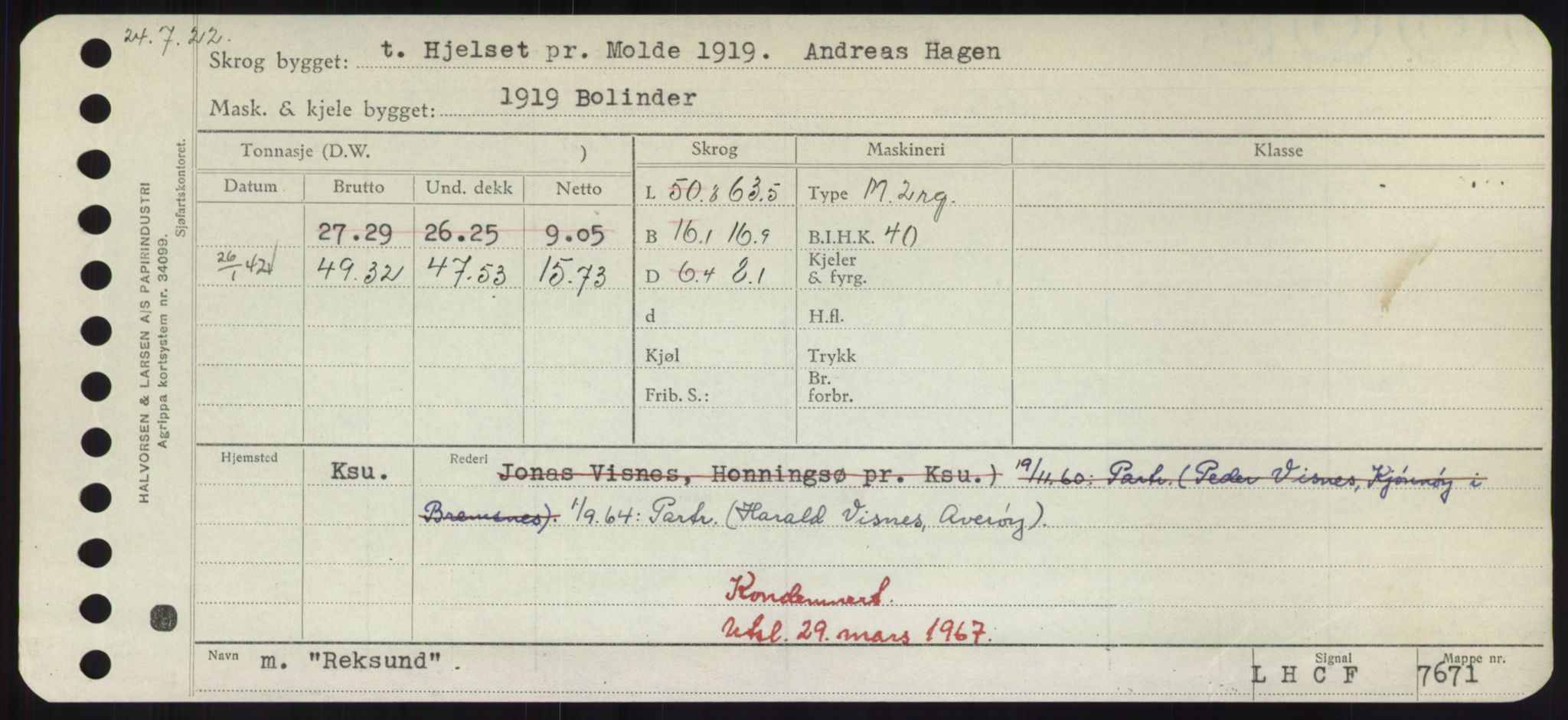 Sjøfartsdirektoratet med forløpere, Skipsmålingen, RA/S-1627/H/Hd/L0030: Fartøy, Q-Riv, p. 395