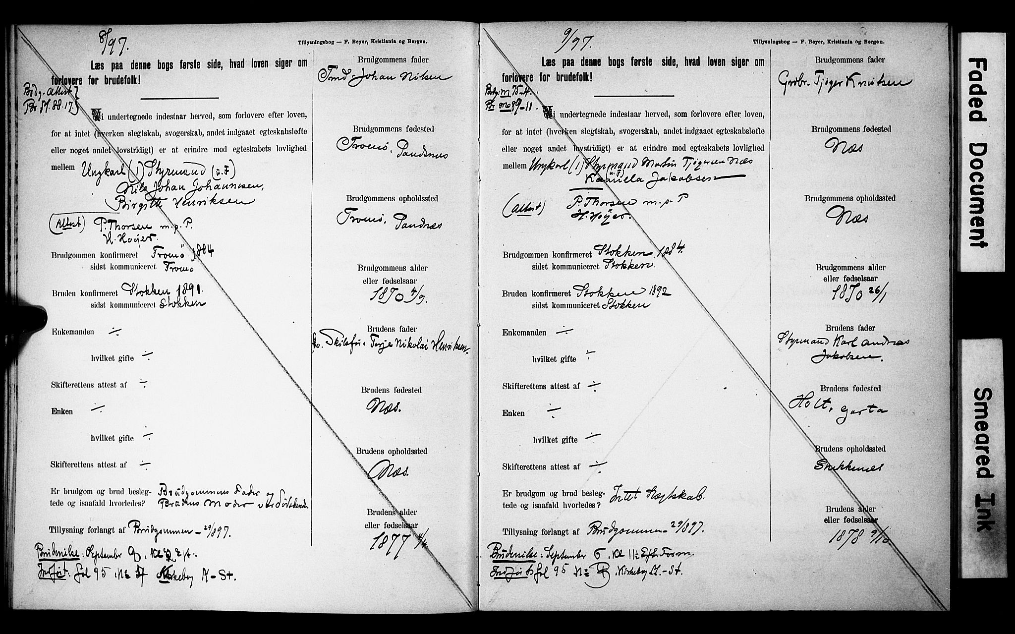 Austre Moland sokneprestkontor, AV/SAK-1111-0001/F/Fe/L0001: Banns register no. A VI 10, 1895-1902