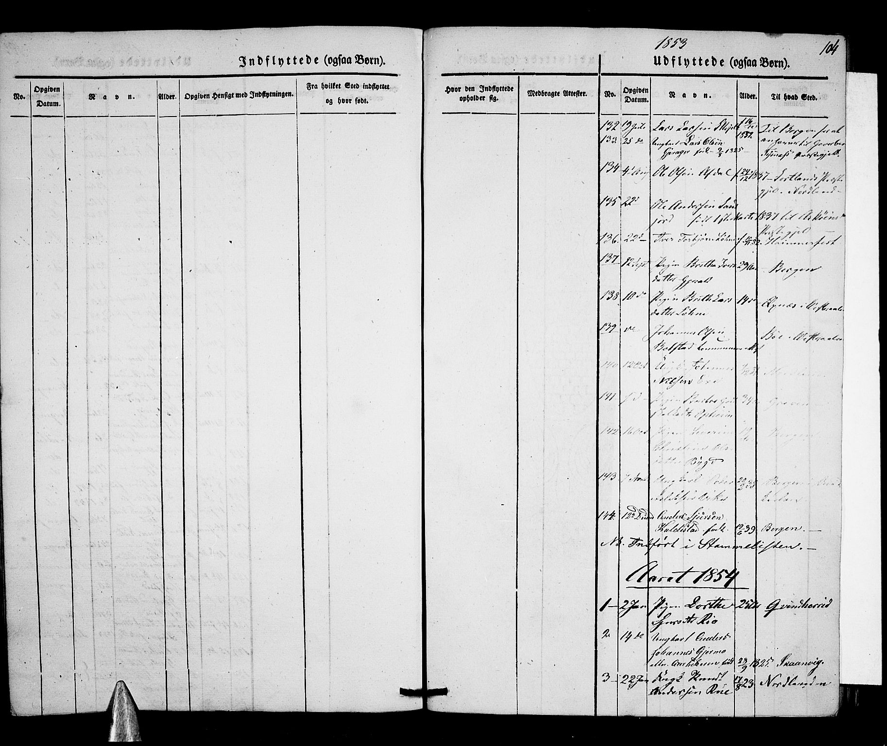 Voss sokneprestembete, SAB/A-79001/H/Haa: Parish register (official) no. A 15, 1845-1855, p. 104
