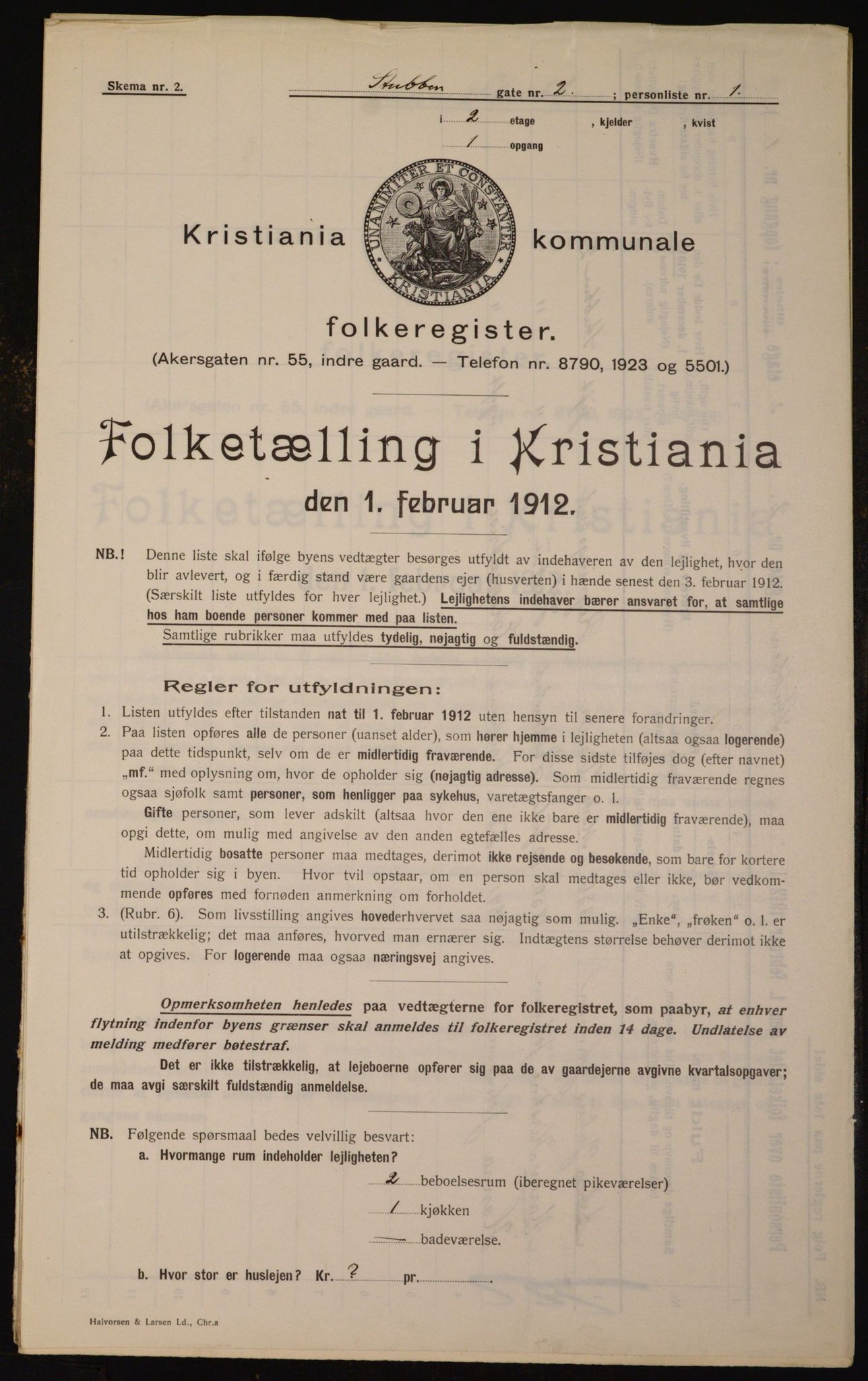 OBA, Municipal Census 1912 for Kristiania, 1912, p. 104455