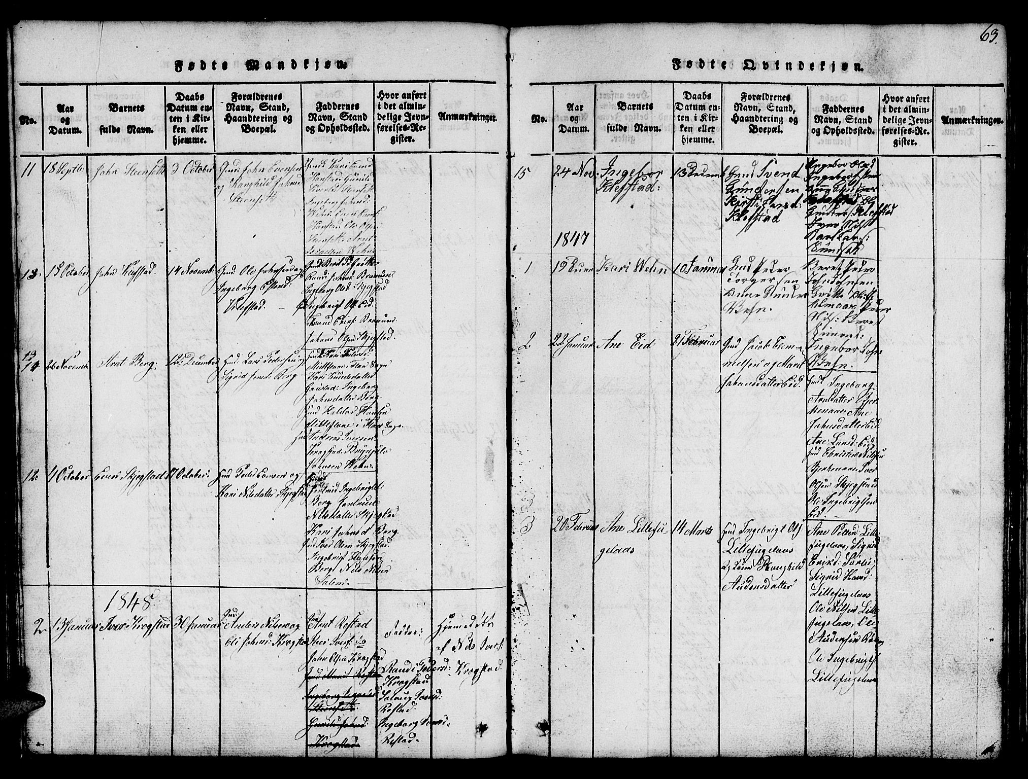 Ministerialprotokoller, klokkerbøker og fødselsregistre - Sør-Trøndelag, SAT/A-1456/694/L1130: Parish register (copy) no. 694C02, 1816-1857, p. 63