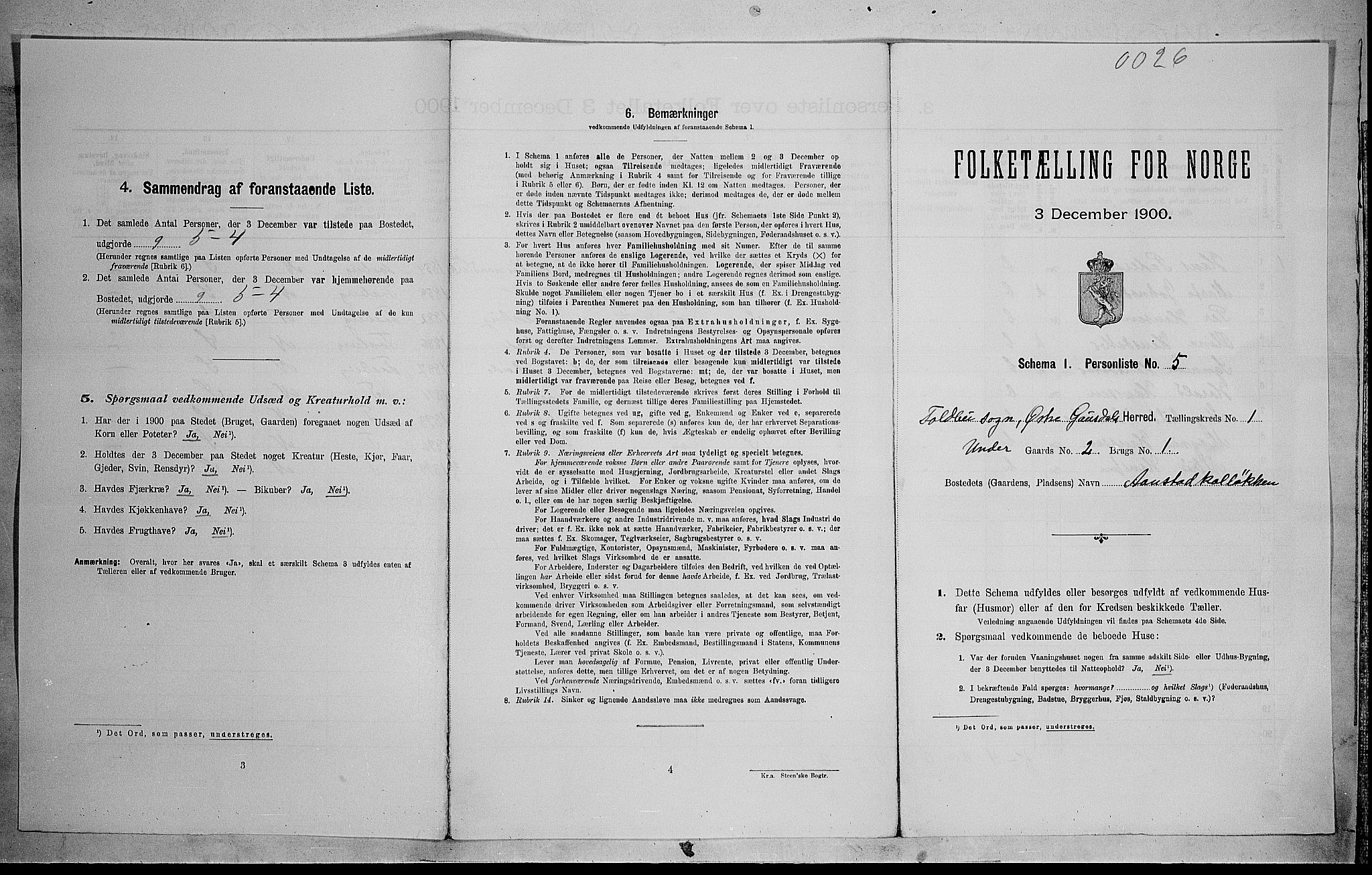 SAH, 1900 census for Østre Gausdal, 1900, p. 94